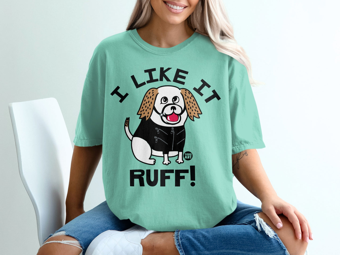 I Like It Ruff Dog Graphic T-Shirt Fun Dog Lovers Apparel