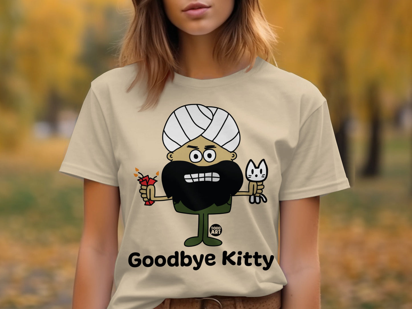 Funny Goodbye Kitty Cartoon Graphic TShirt
