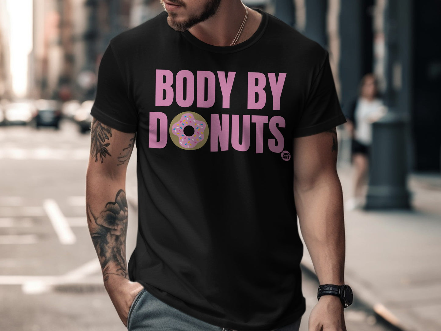 Body By Donuts Black Graphic T-Shirt Design