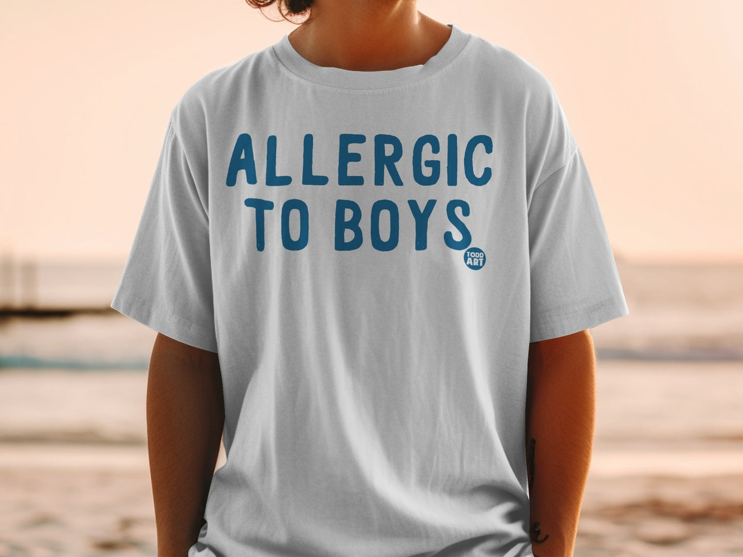 Funny Allergic to Boys Todd Art Graphic T-Shirt