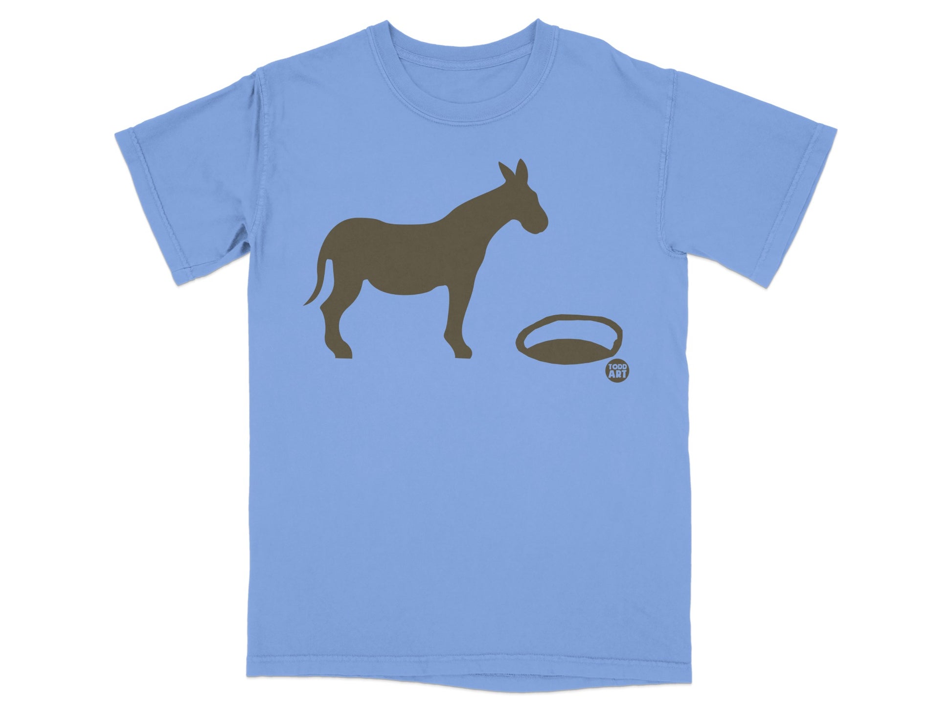 Donkey and Hat Silhouette Todd Art Blue T-Shirt Product