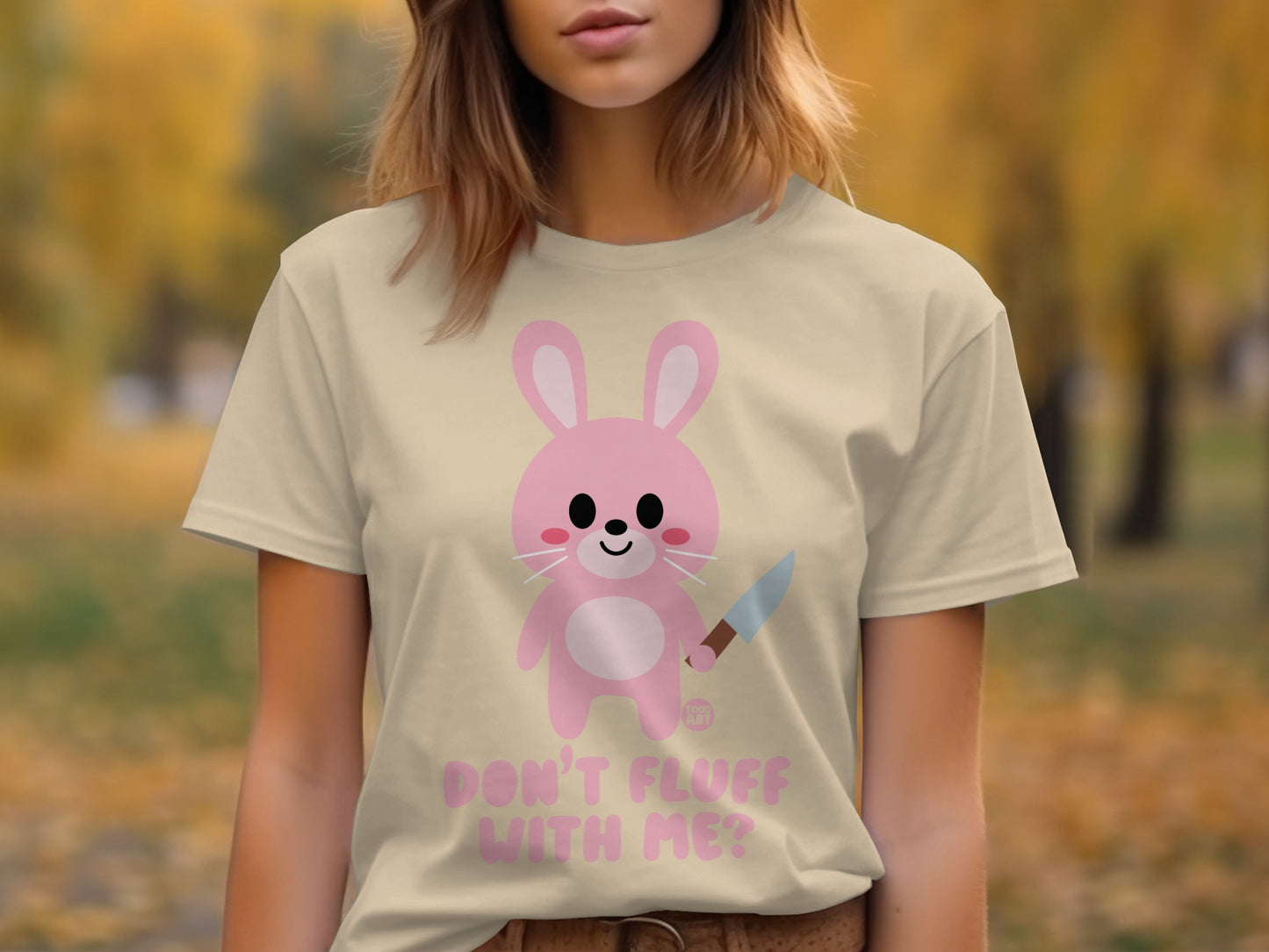Don't Fluff With Me Cute Pink Bunny T-Shirt
