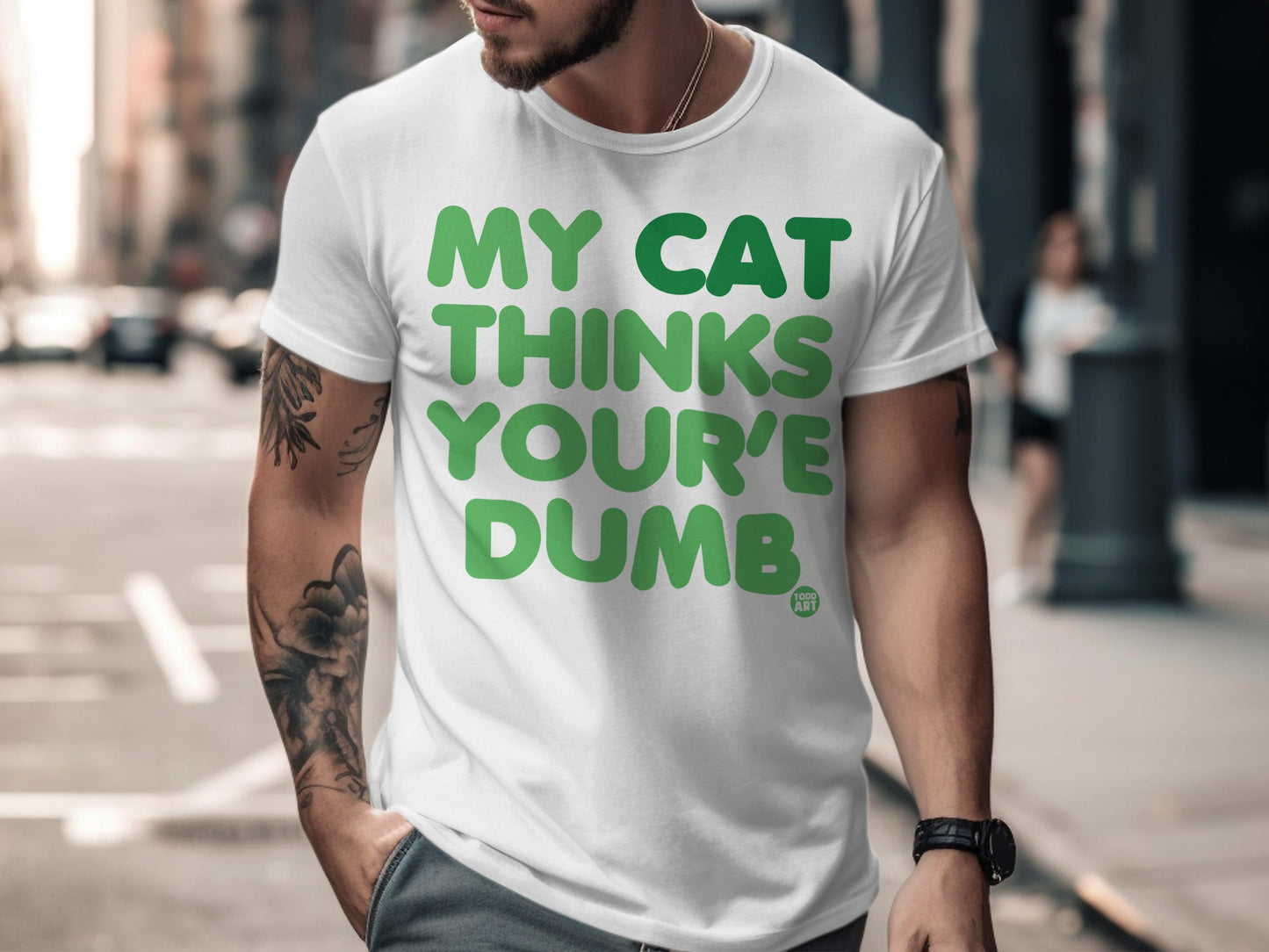 Funny Cat Lover Shirt My Cat Thinks You're Dumb Tee