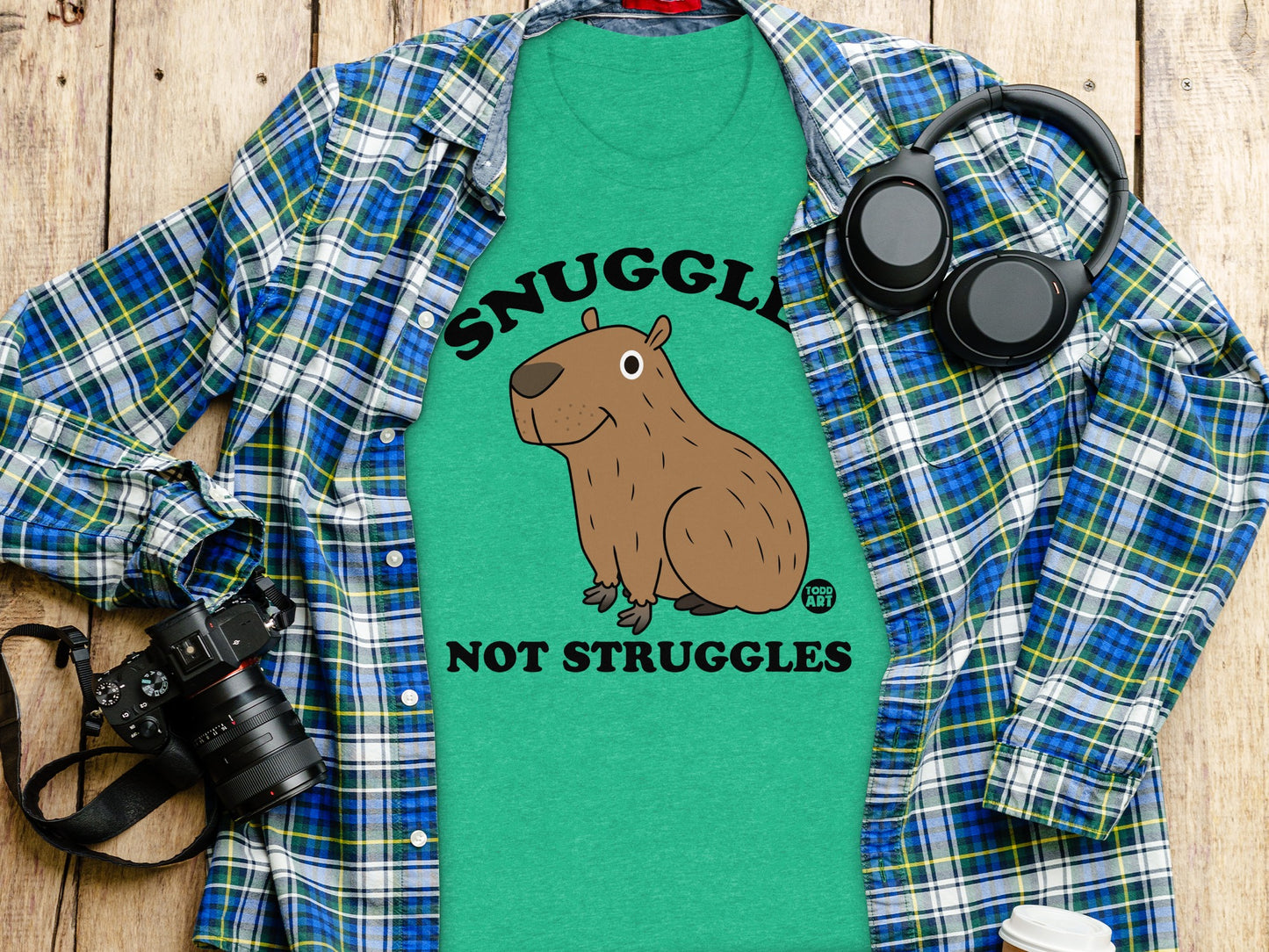 Snuggles Not Struggles Cute Capybara Graphic T-shirt