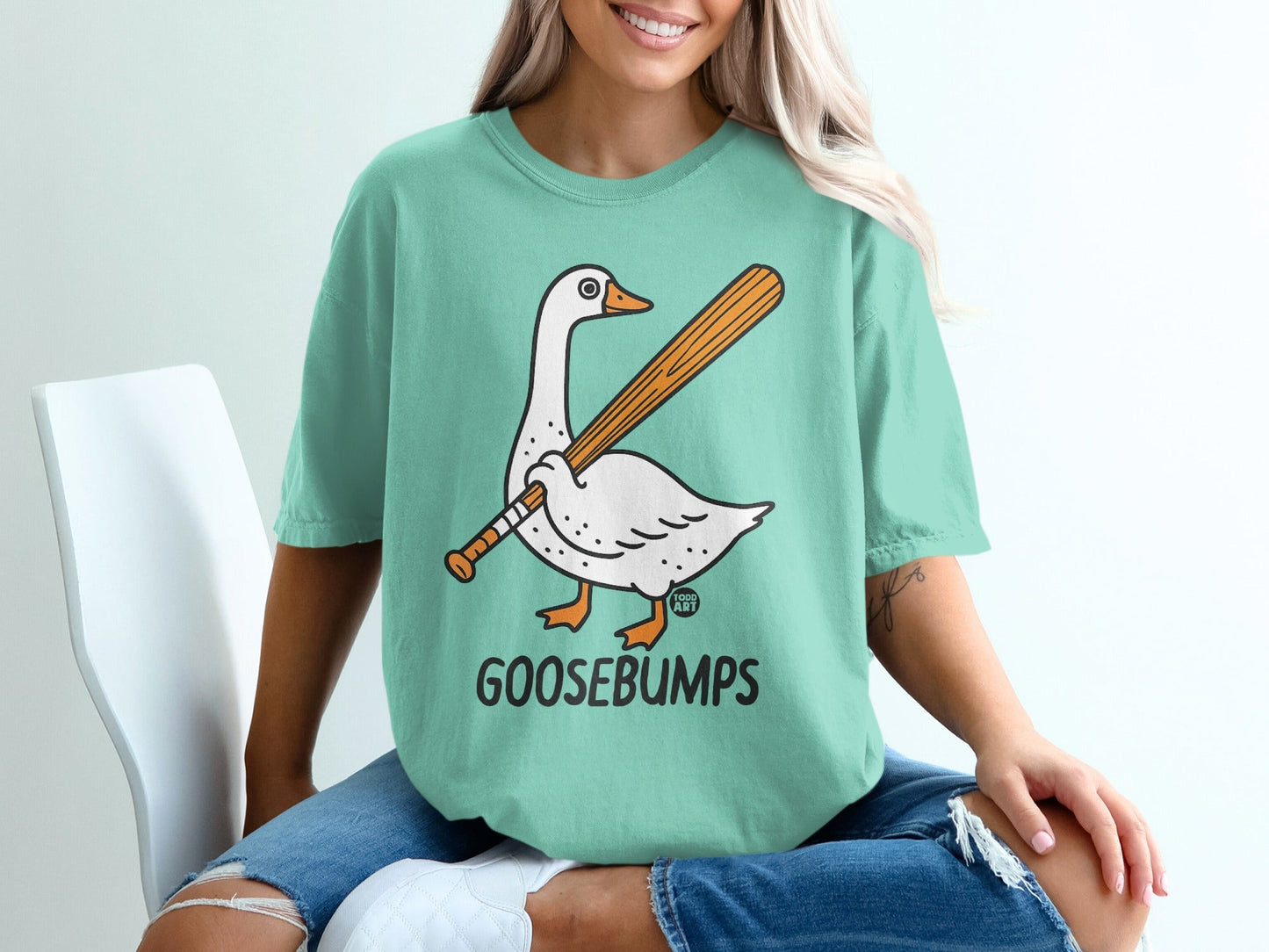 Goosebumps Duck with Baseball Bat Graphic T-Shirt