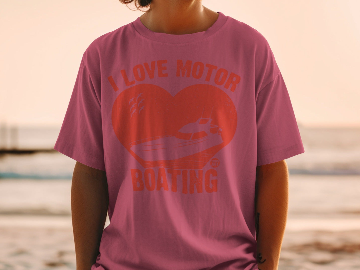 I Love Motor Boating Heart Design Graphic Shirt