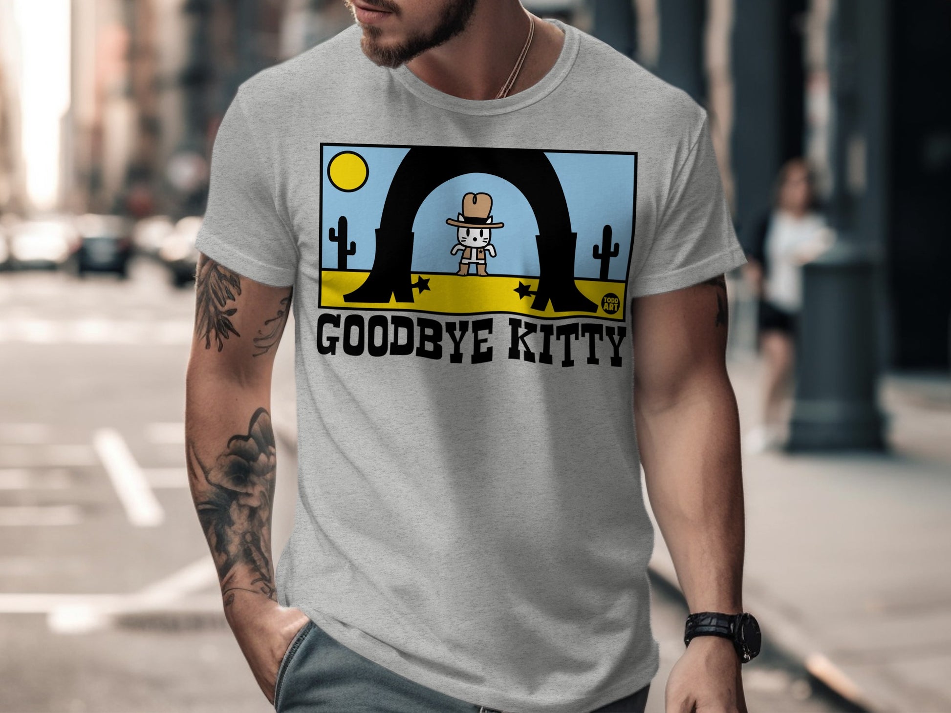 Goodbye Kitty Cowboy Graphic Tee Shirt