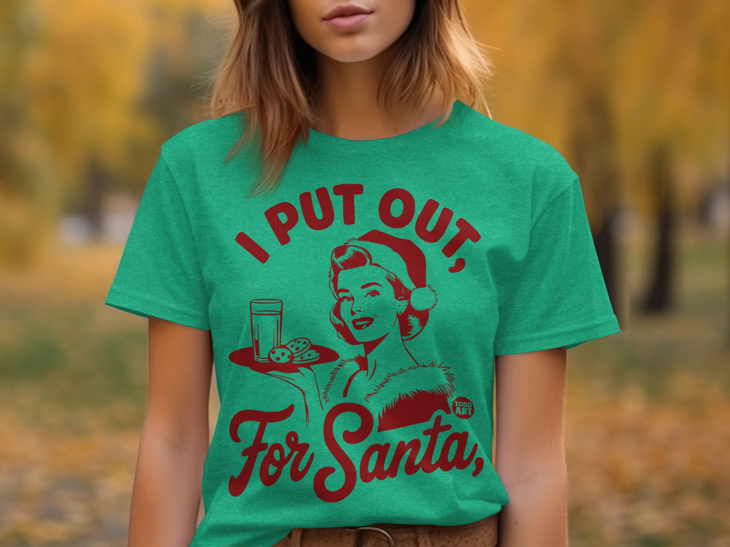 Humorous Santa Themed Women's Green T-Shirt
