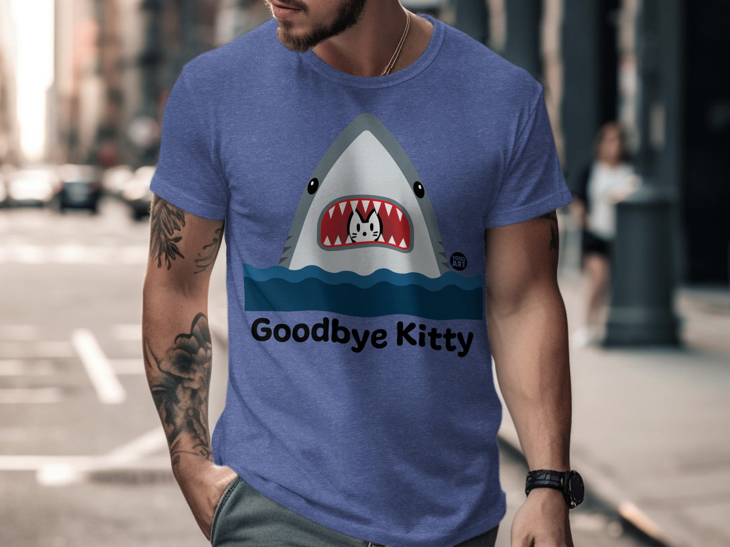 Goodbye Kitty Shark Graphic Tee for Men Shirt