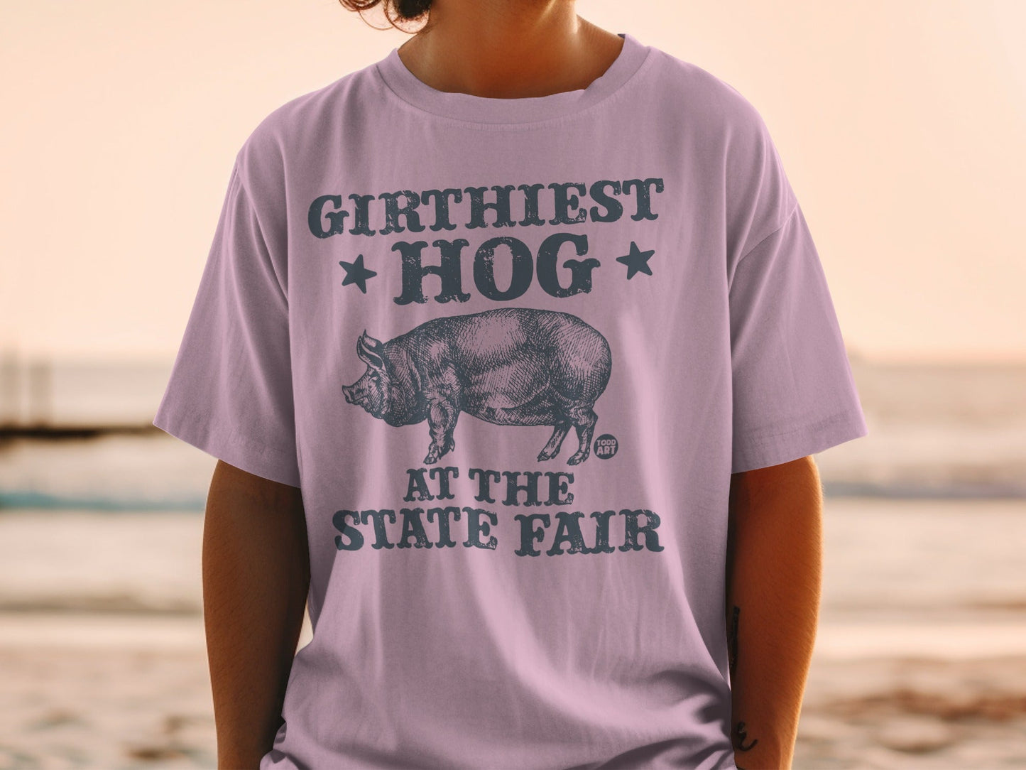 Girthiest Hog at the State Fair graphic t-shirt.