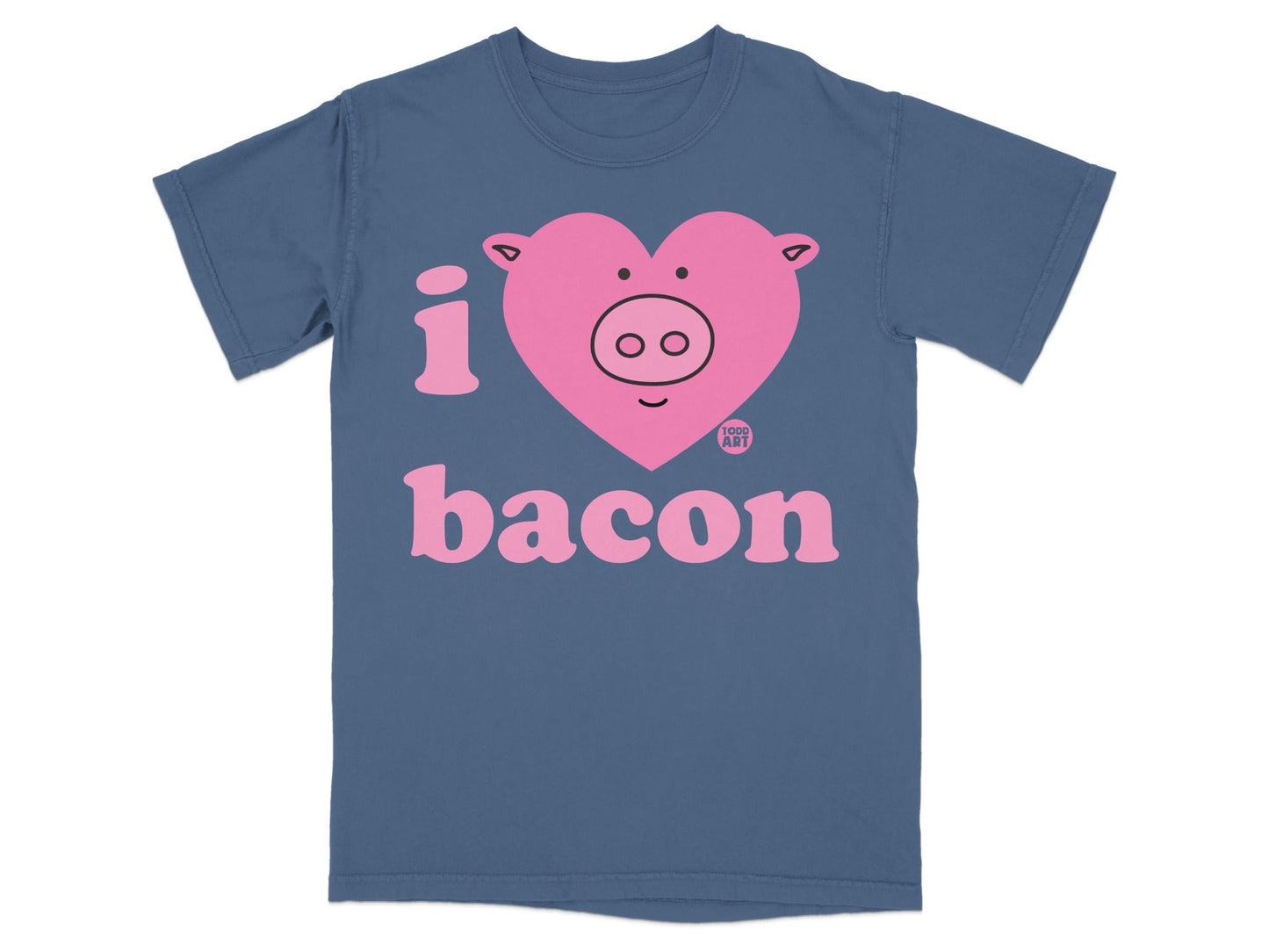I Love Bacon Pig Heart Design Graphic Tee Shirt