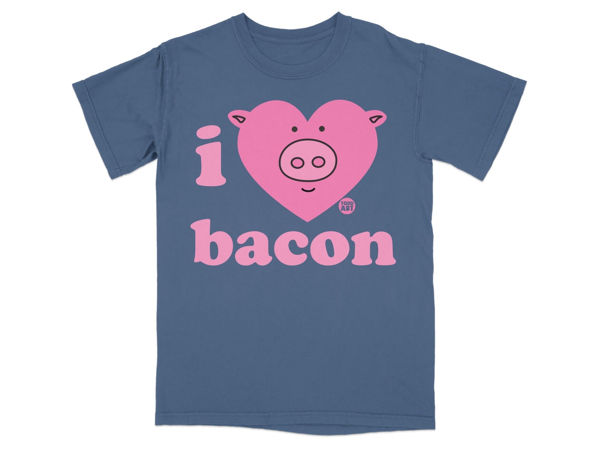 I Love Bacon Pig Heart Design Graphic Tee Shirt