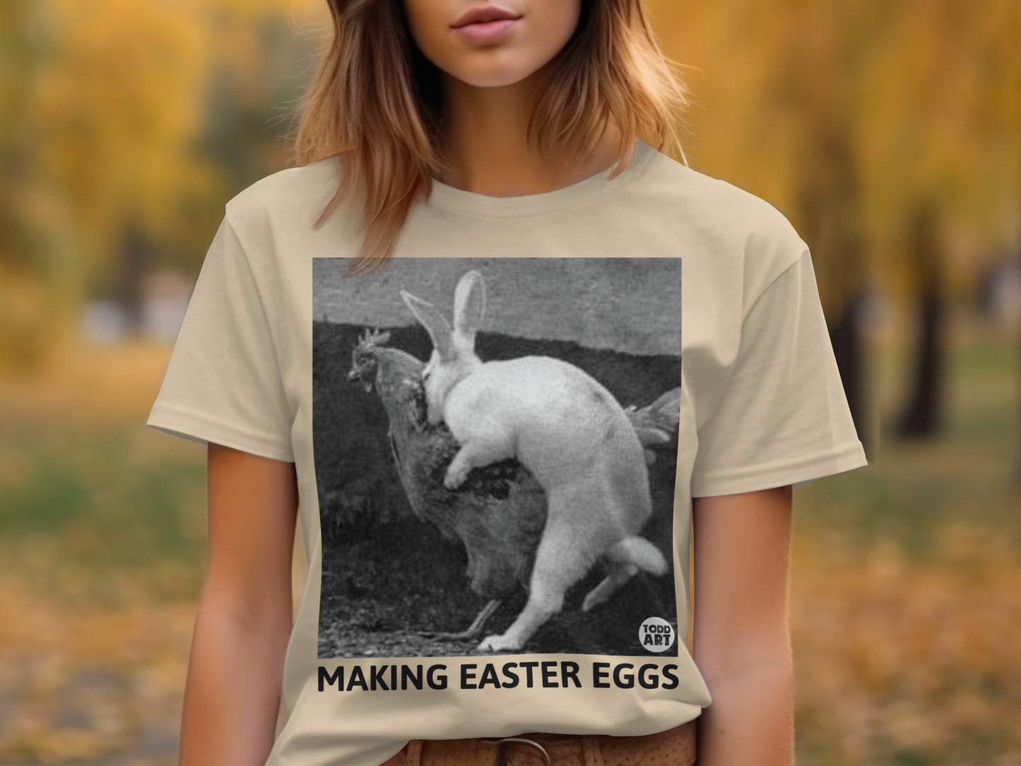 Funny Making Easter Eggs Chicken and Bunny Shirt Todd Art