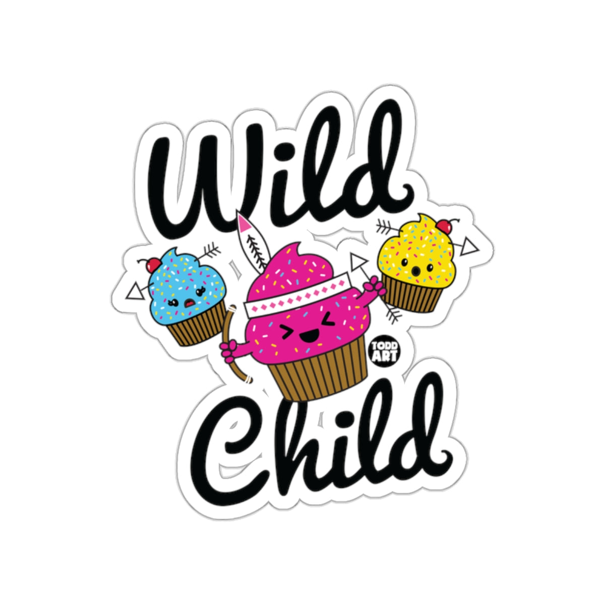 Wild Child Sticker With Colorful Cupcake Art
