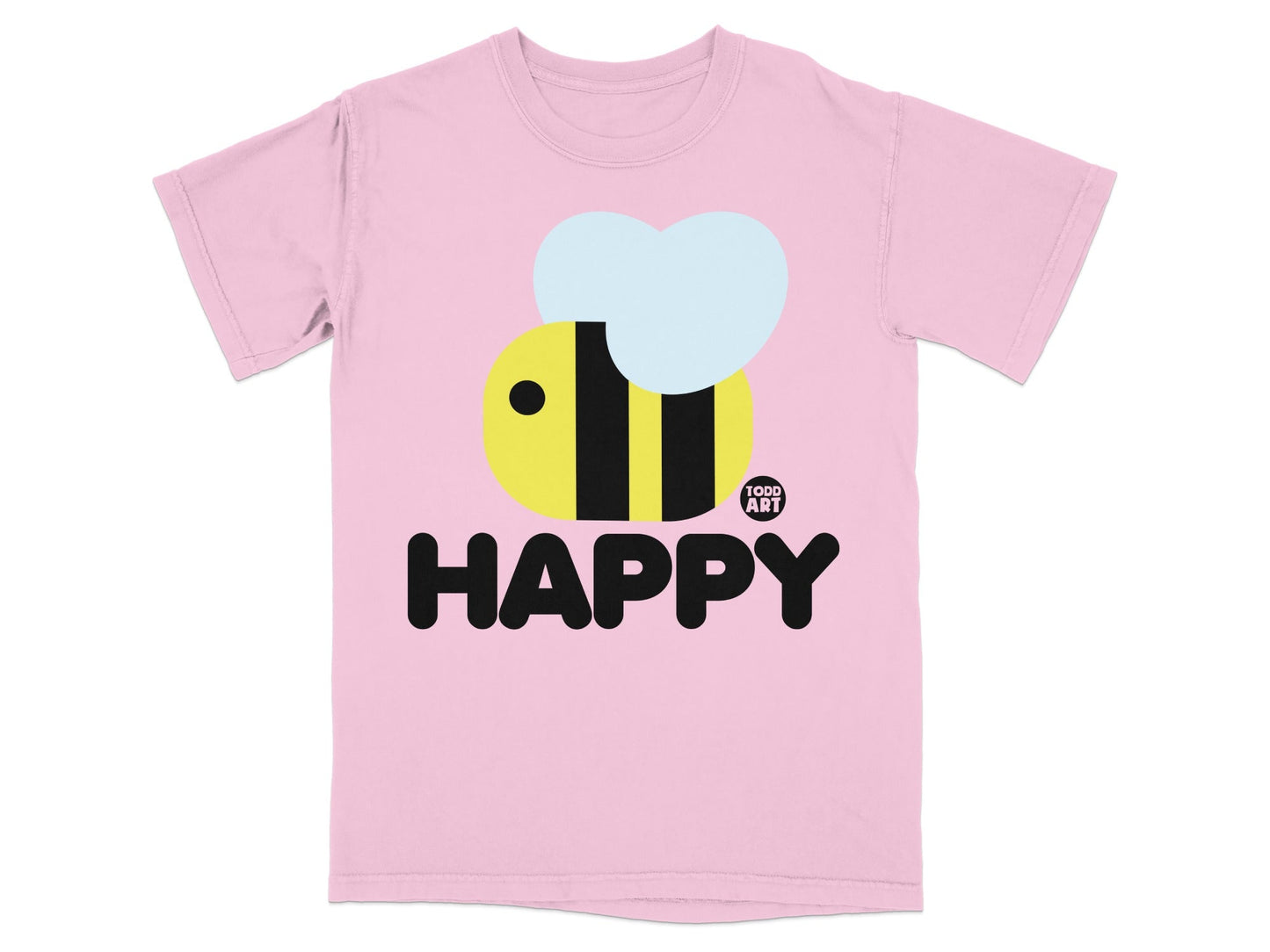 Cute Pink T-Shirt with Happy Bee Graphic Design
