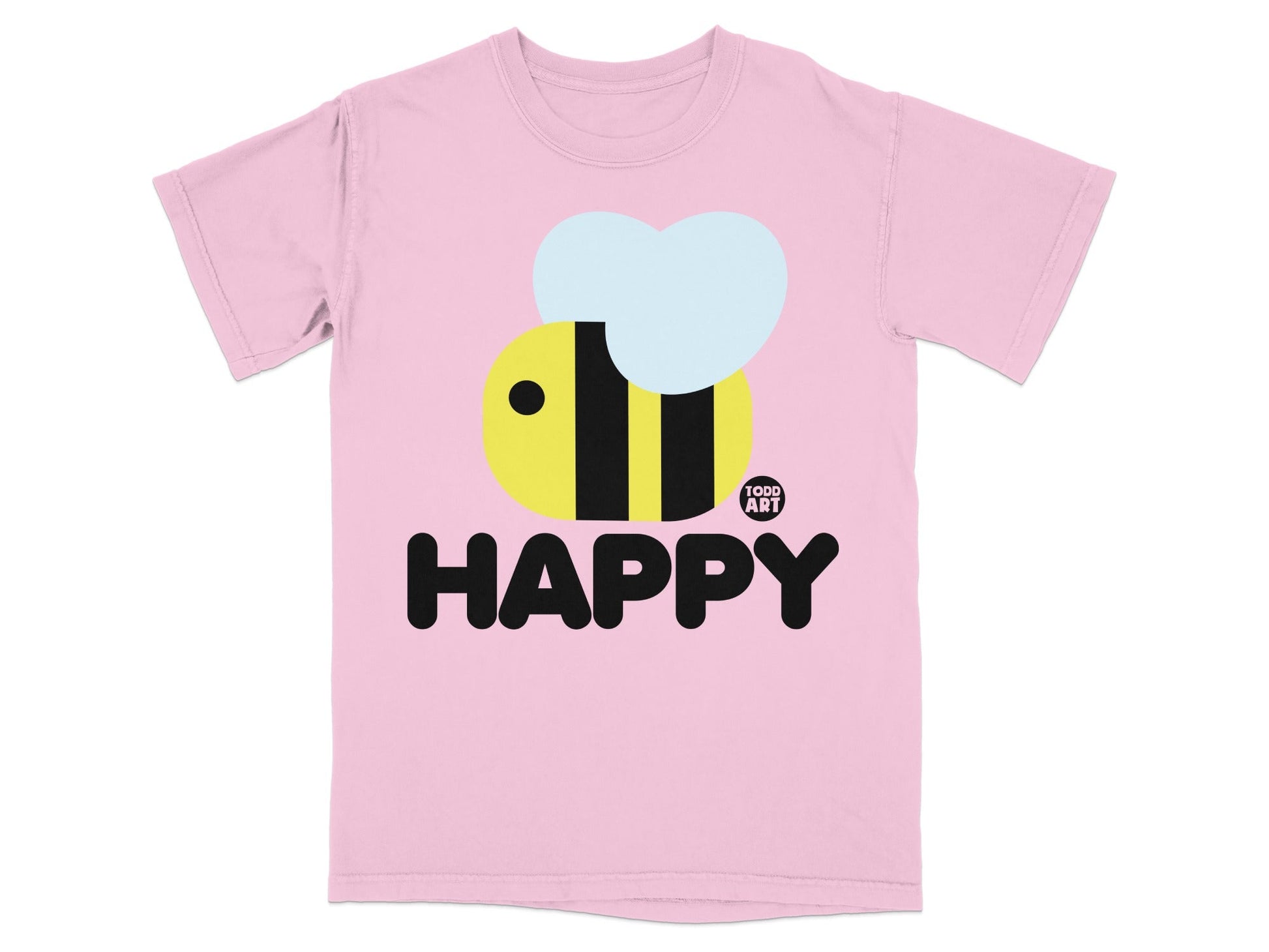 Cute Pink T-Shirt with Happy Bee Graphic Design