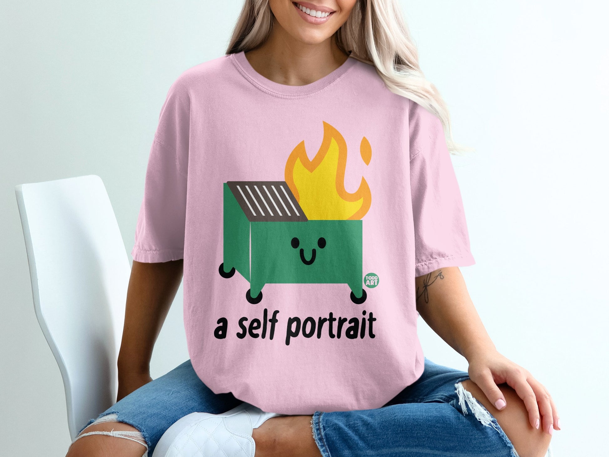 Smiling Burning Dumpster a self portrait TODD ART product type