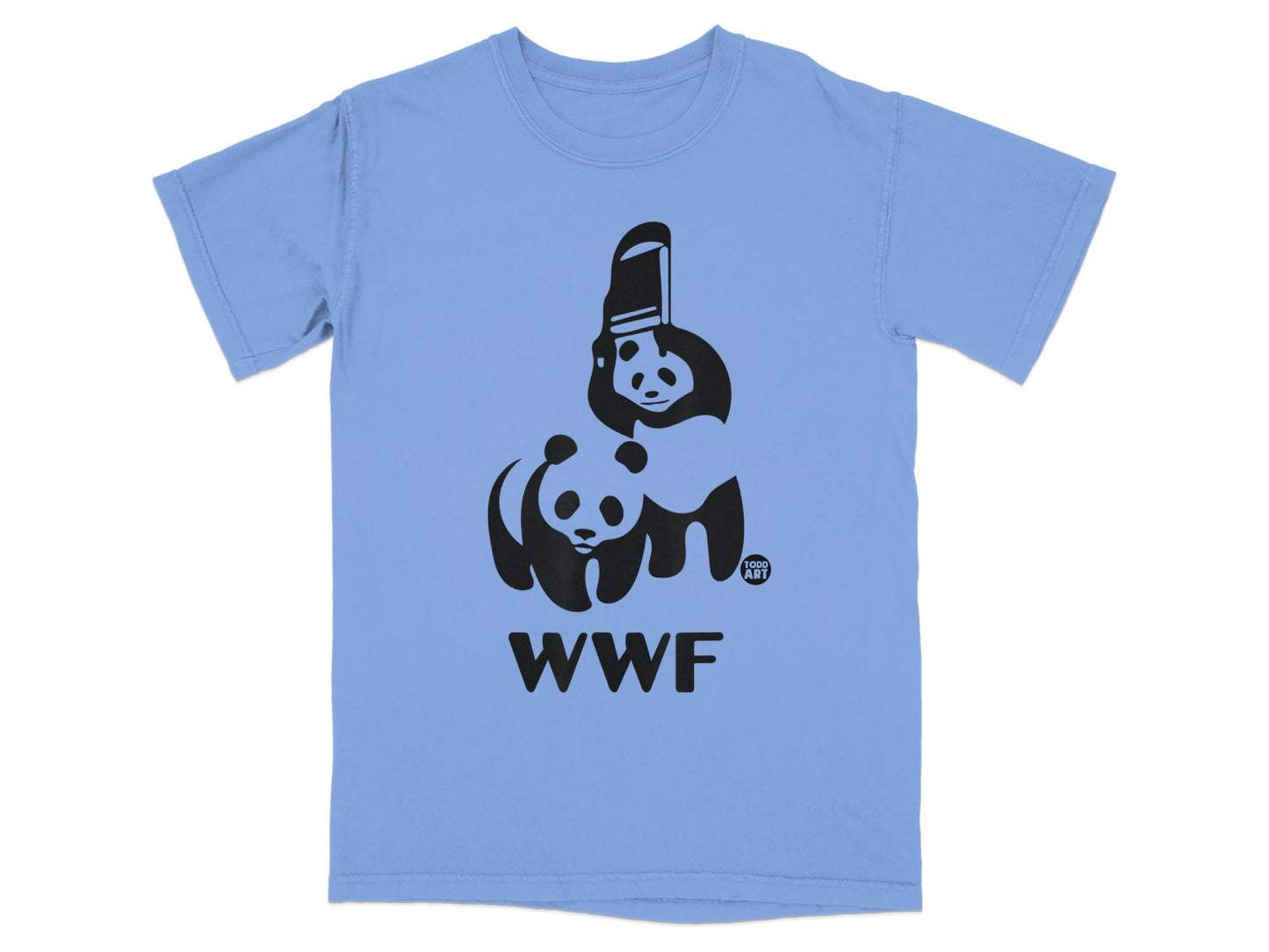 Light blue WWF t-shirt with two pandas and the WWF logo.