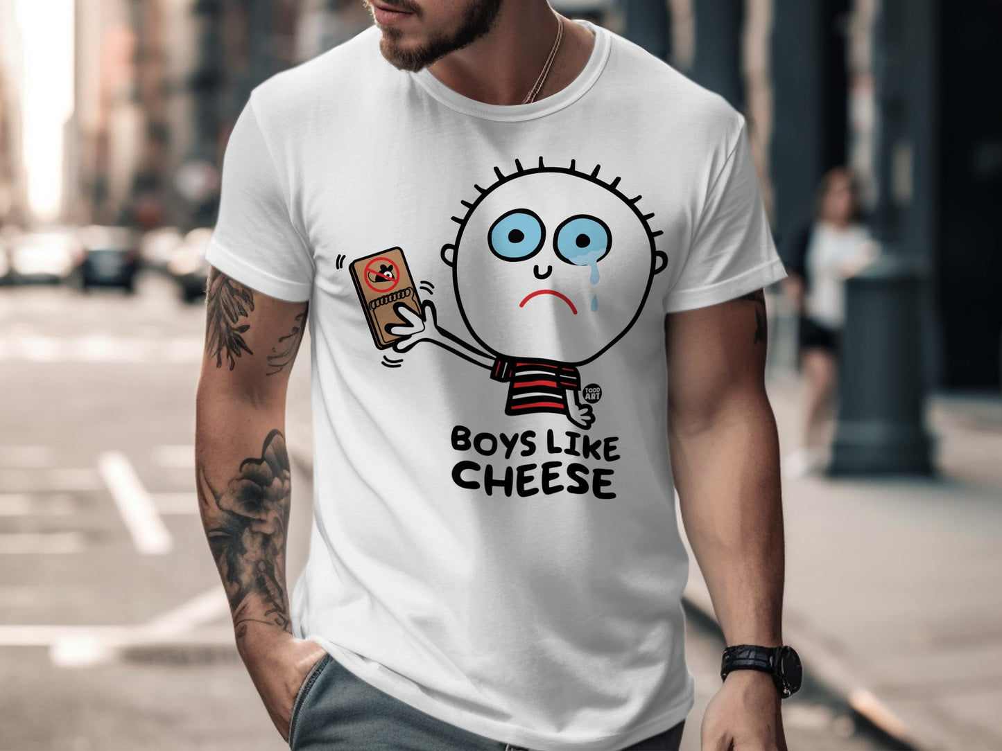 Boys Like Cheese Funny Cartoon T-Shirt