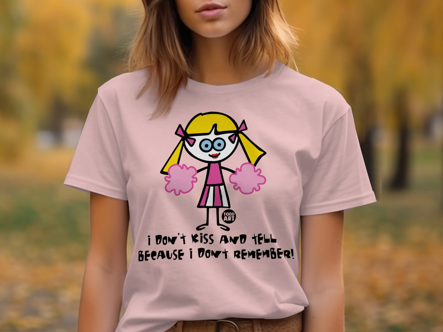 Pink Graphic Tee with Fun Cartoon and Text
