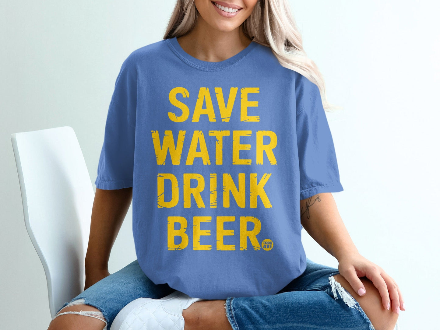 Save Water Drink Beer Graphic Printed T-Shirt