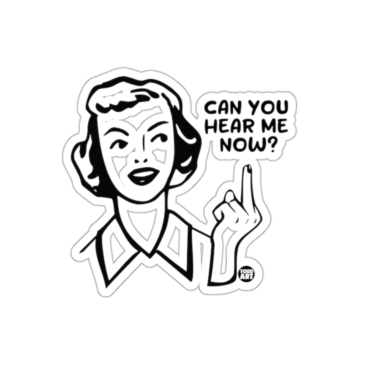 Can You Hear Me Now Question Woman Vector Style sticker