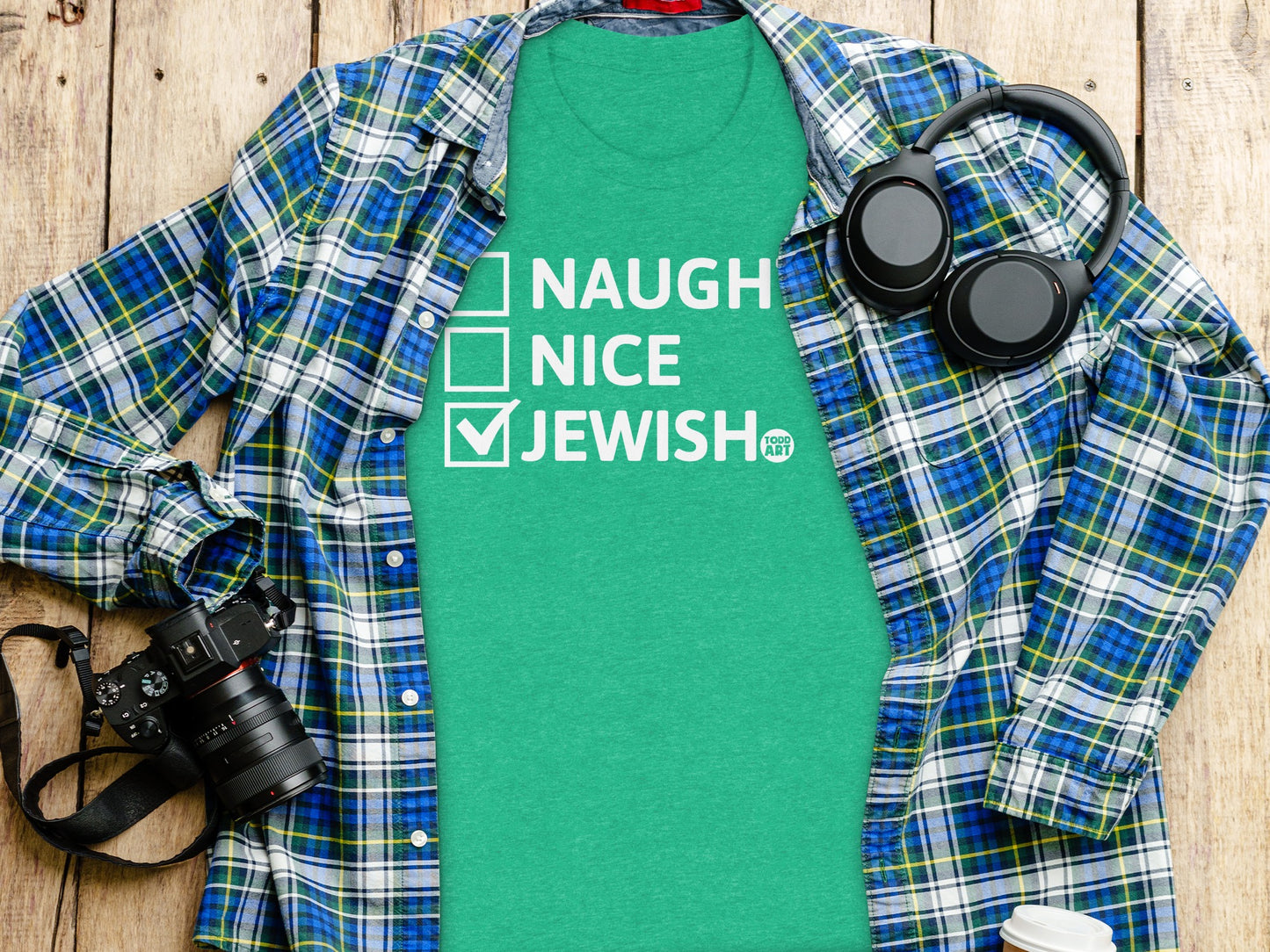 Naugh Nice Jewish Checkmark Graphic Tee product type