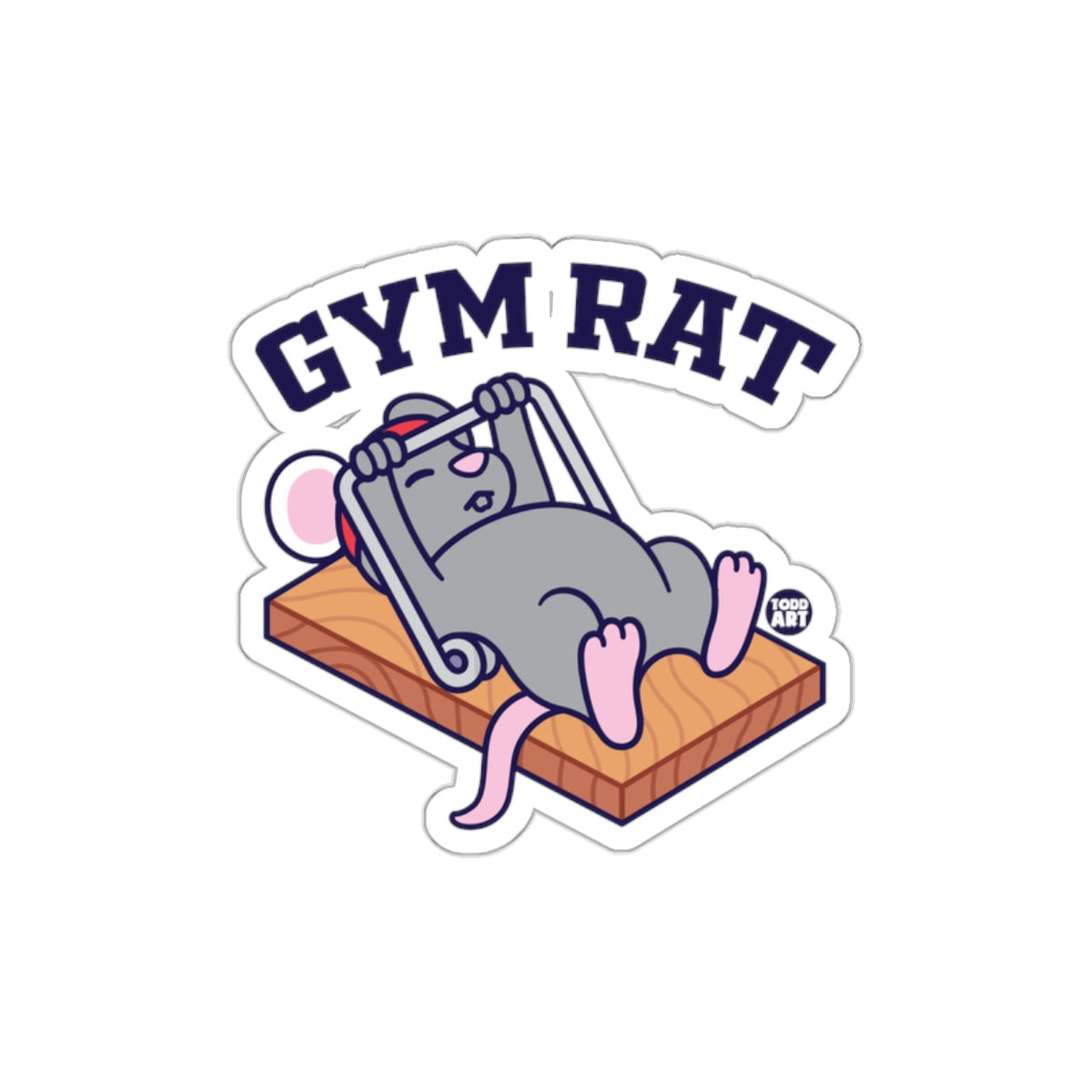 Cute Gym Rat Lifting Weights Vinyl Sticker
