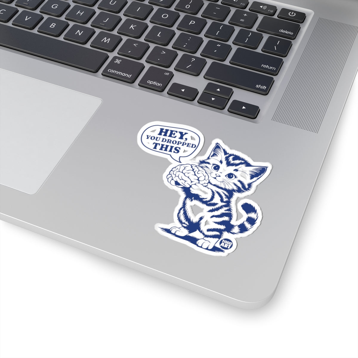 Cat Holding BrainTodd Art Sticker