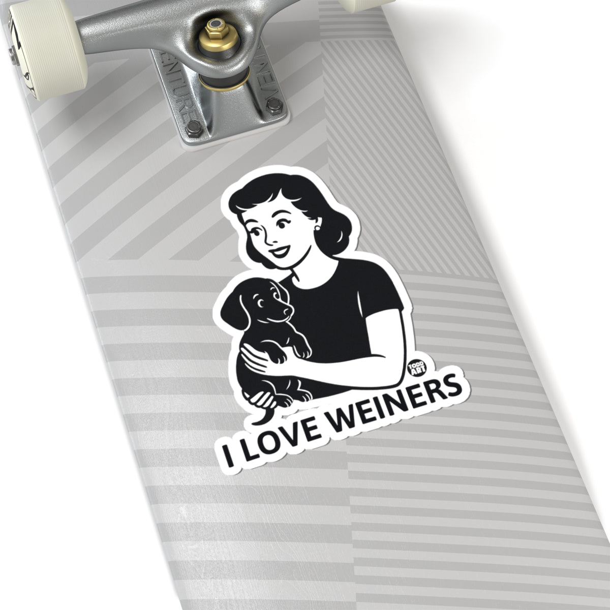 Woman with DachshundTodd Art Sticker