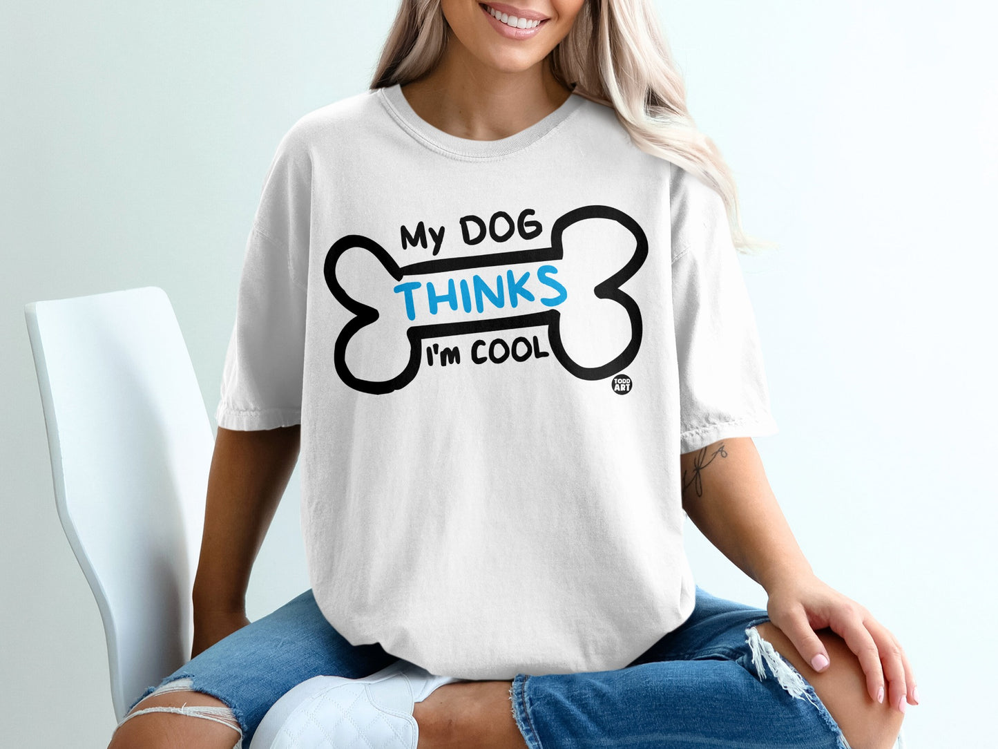 My Dog Thinks I'm Cool Graphic Printed T-Shirt