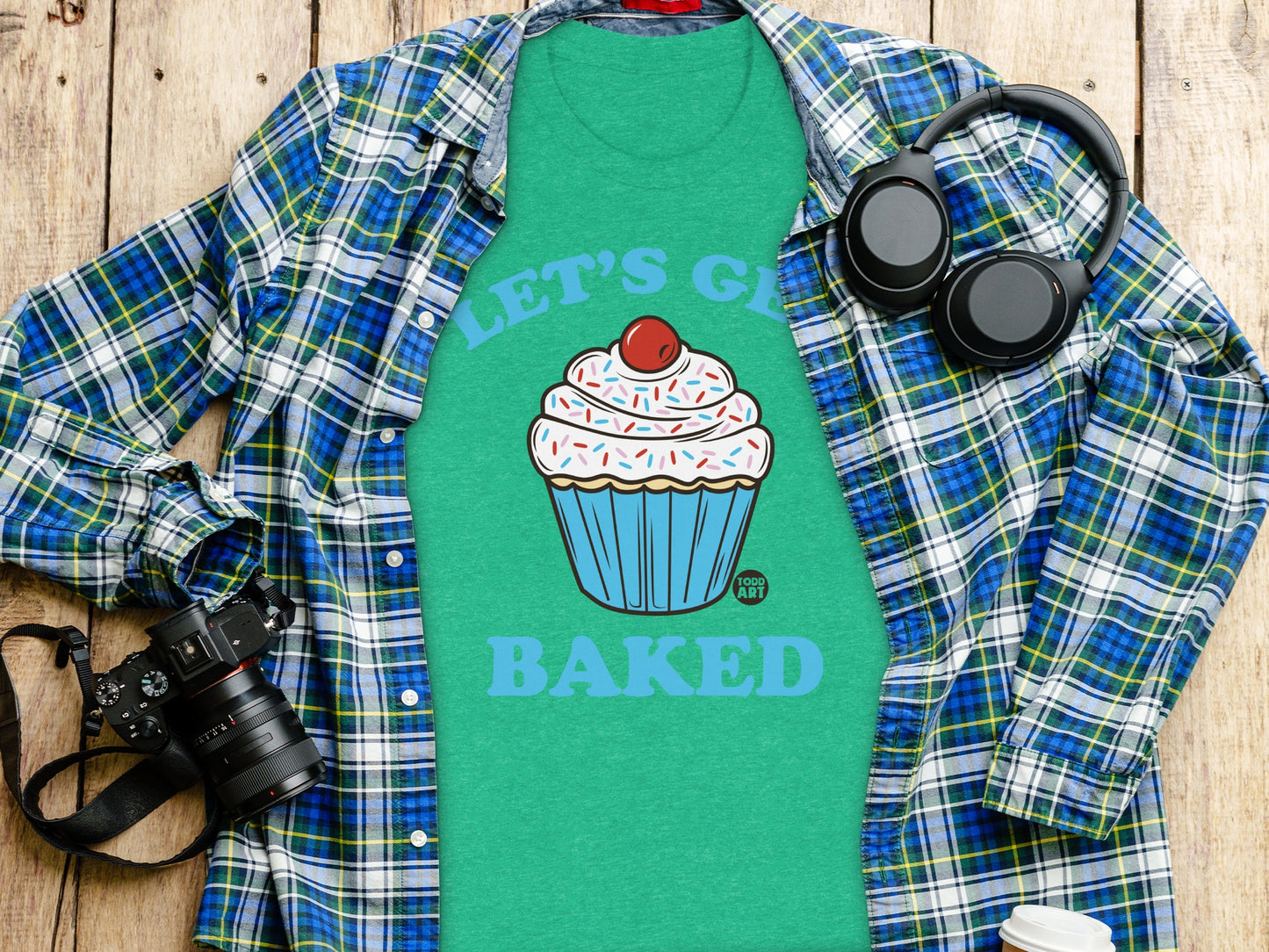 Let's Get Baked Cupcake Graphic Tee Shirt