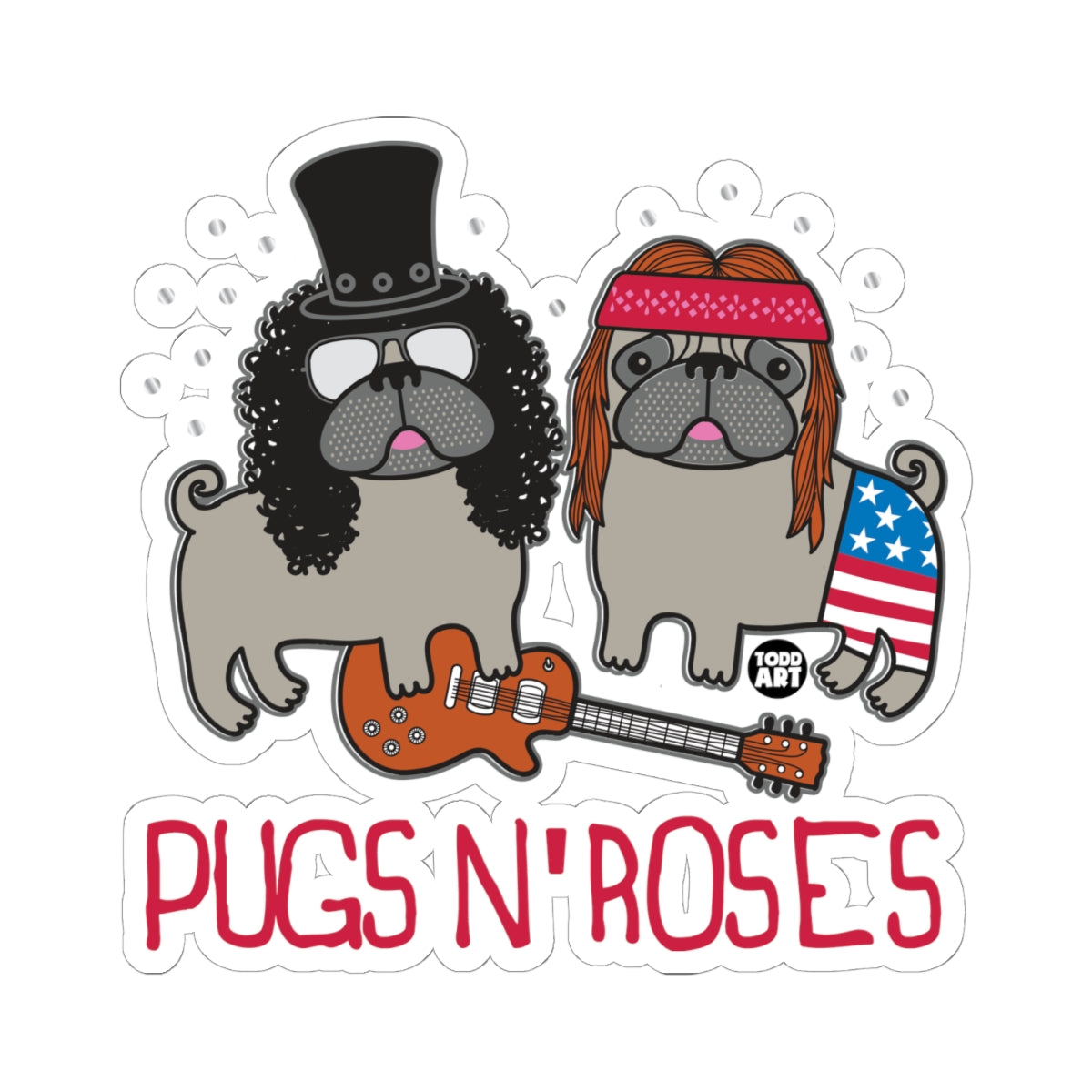 Pugs N' Roses Todd Art Sticker
