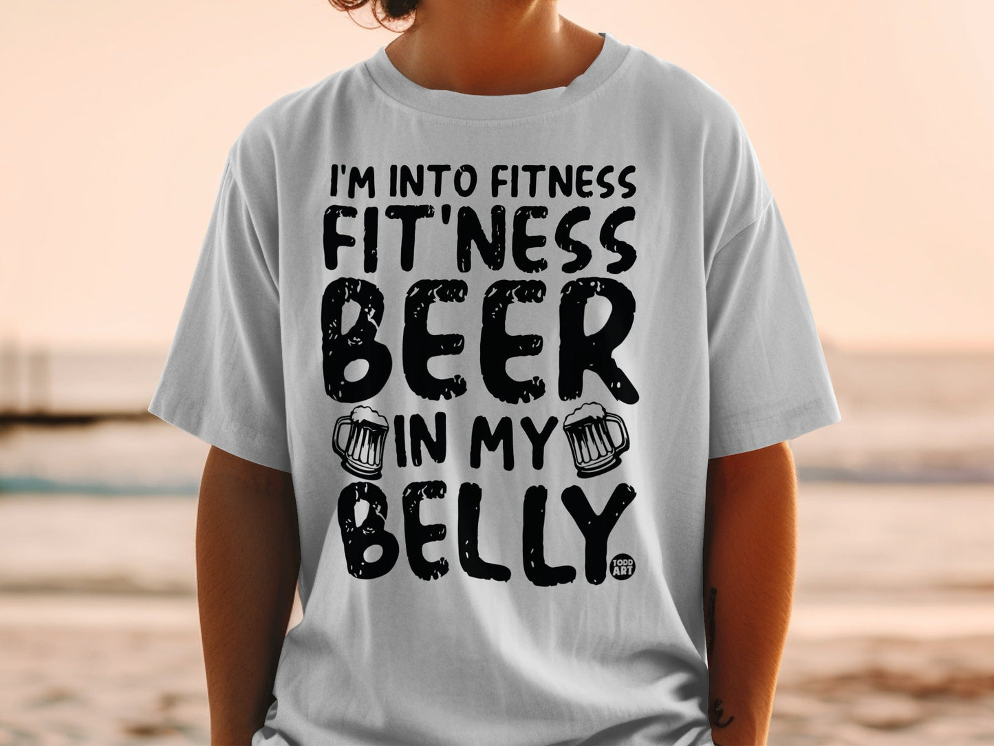 Funny I'm Into Fitness Beer In My Belly Graphic Shirt