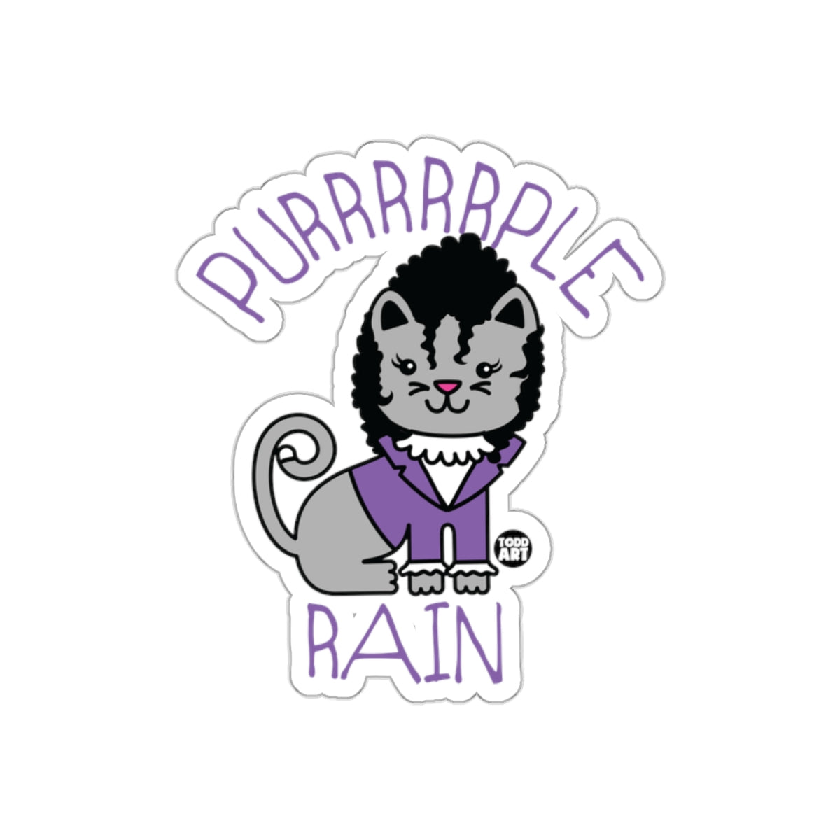 Purrple Rain Themed Cat Sticker Fun and Quirky Design
