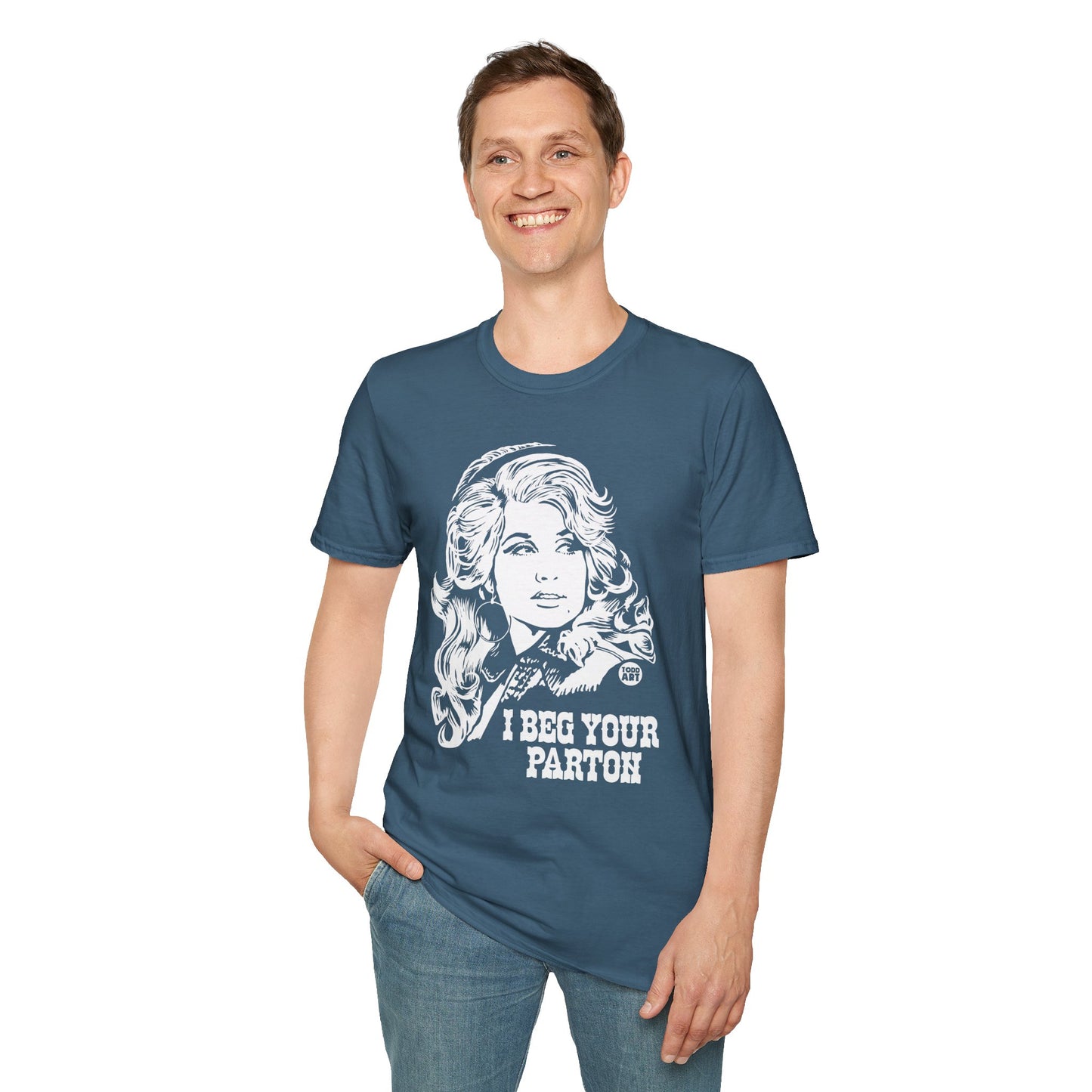 Dolly Parton Portrait T-Shirt — “I Beg Your Parton” Retro Country Graphic Tee