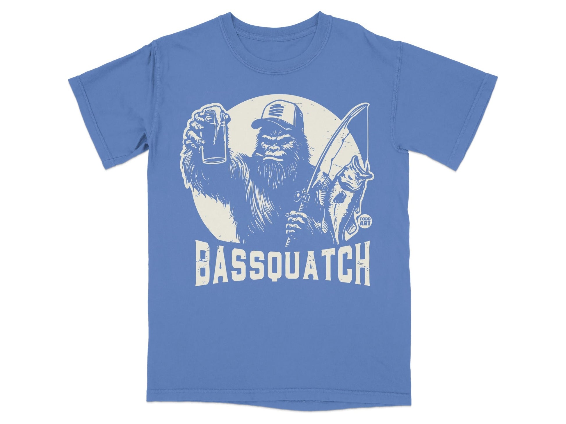 Bassquatch Bigfoot Fishing Graphic Tee Shirt