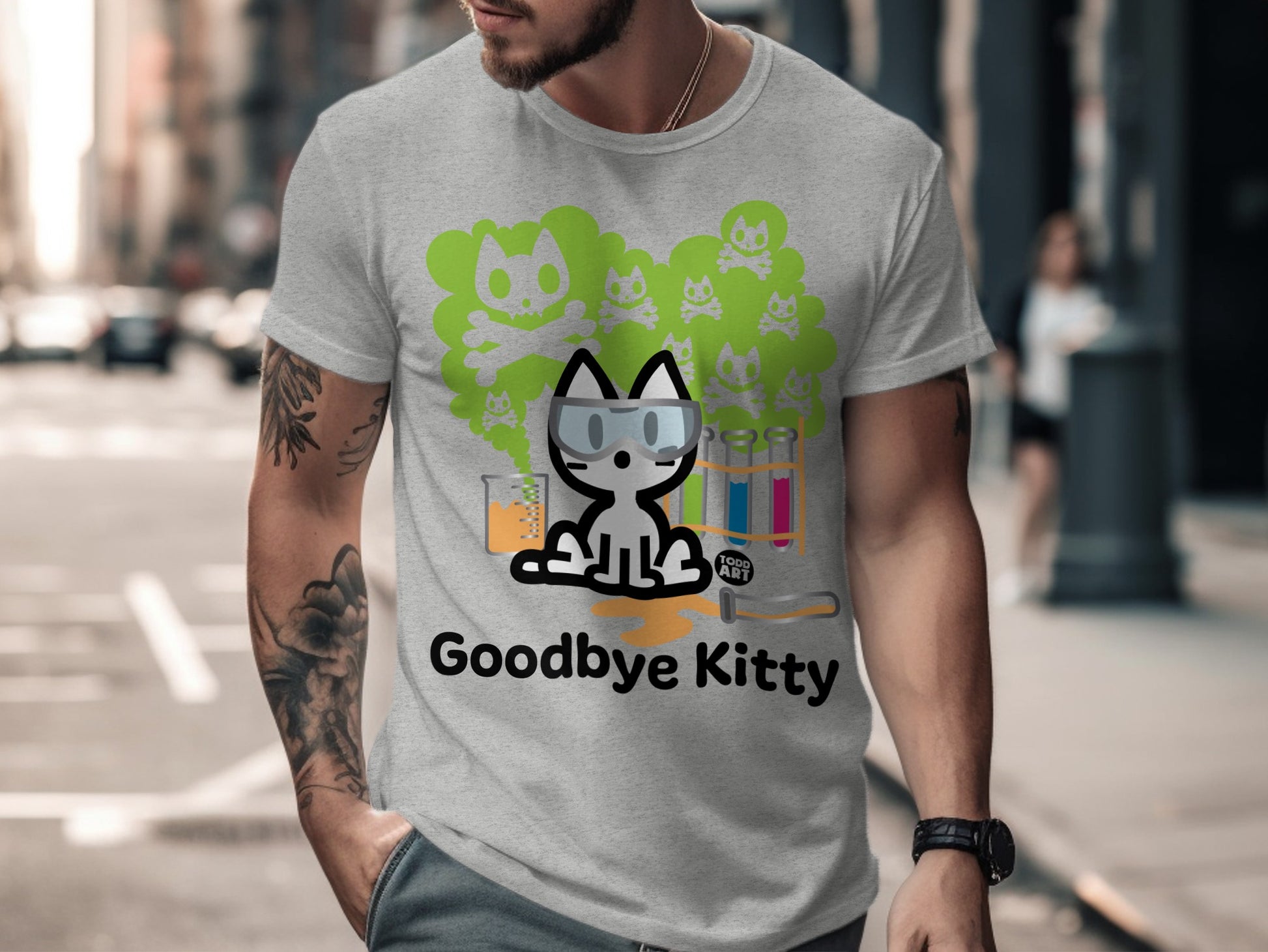 Goodbye Kitty Graphic Tee Animated Print Apparel