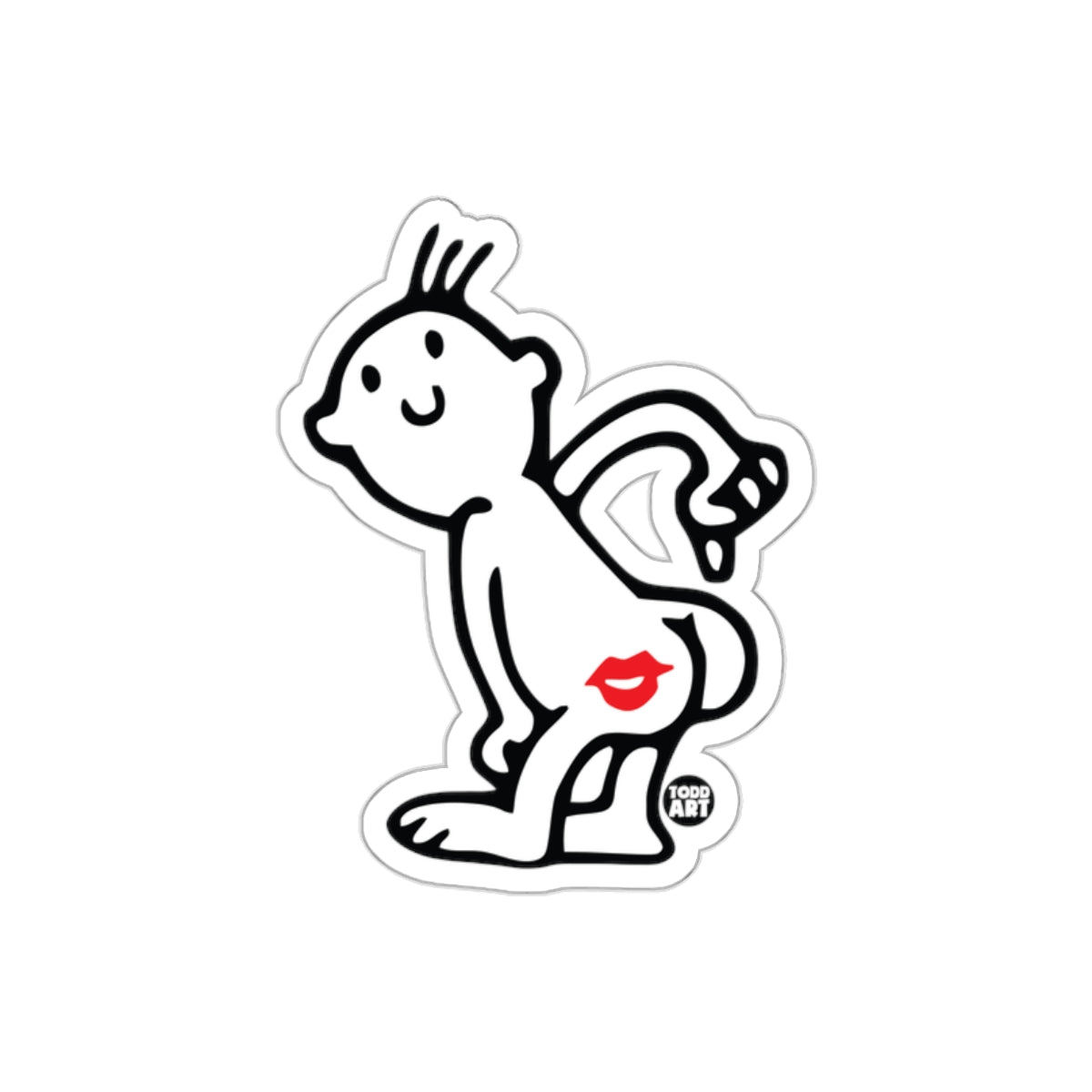Funny Cartoon Character with Red Lips Art Sticker