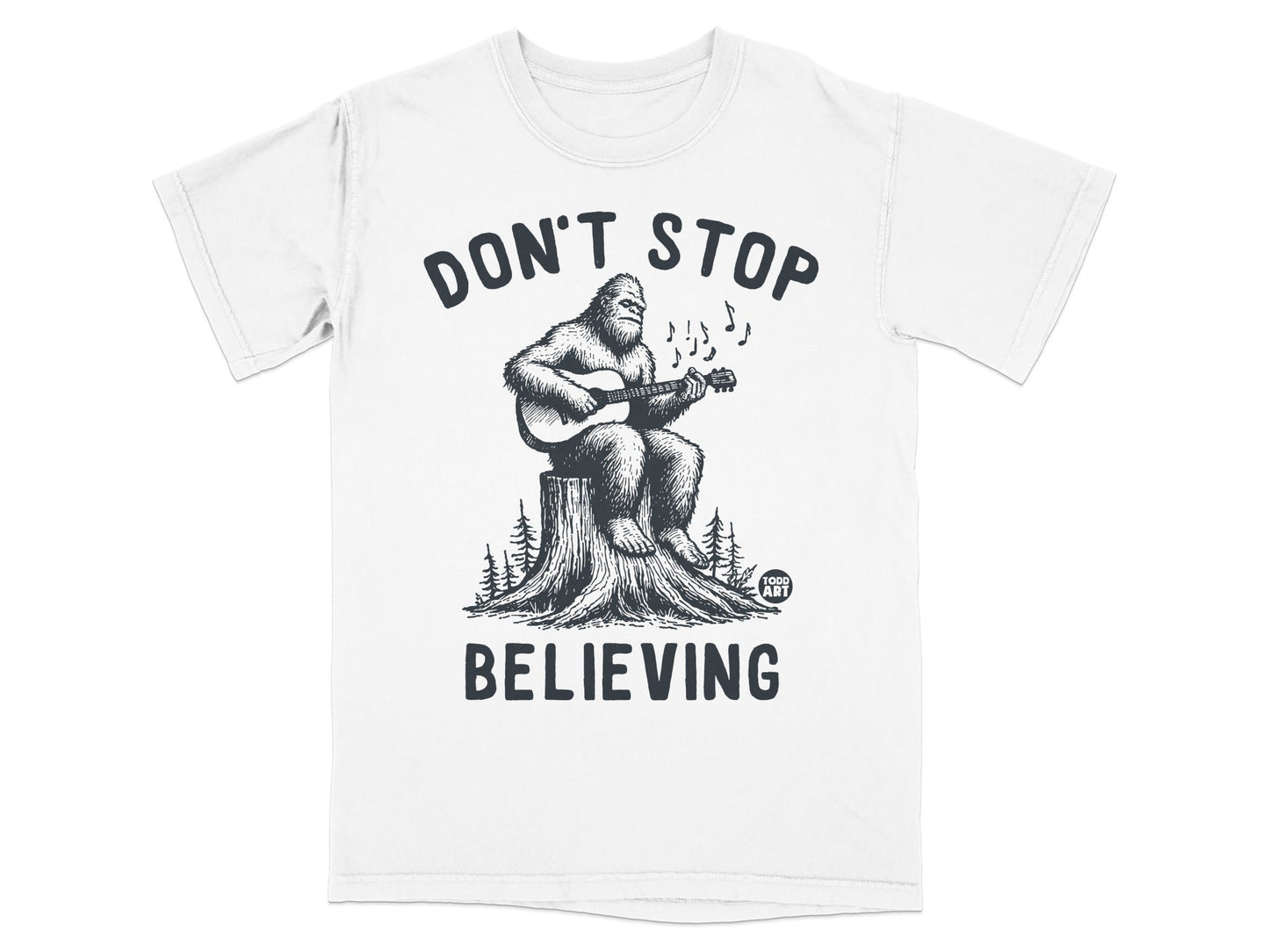Don't Stop Believing Sasquatch Playing Guitar Shirt