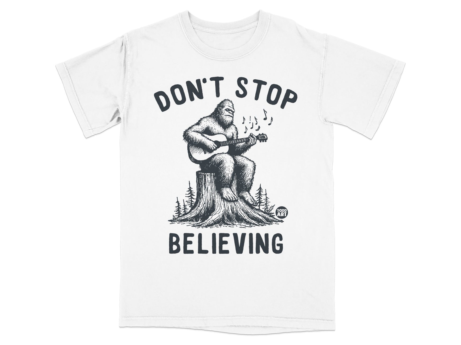 Don't Stop Believing Sasquatch Playing Guitar Shirt