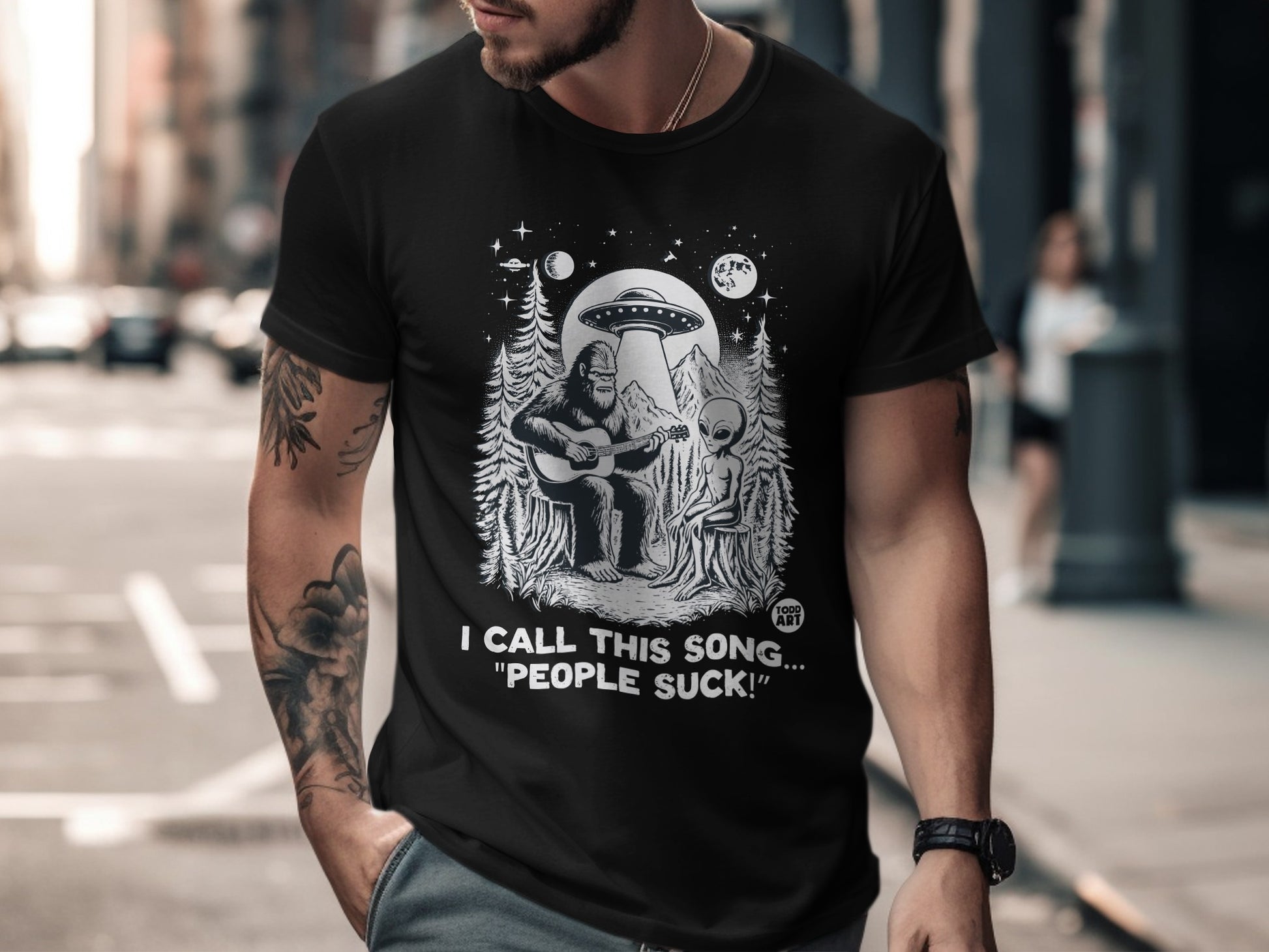 I Call This Song People Suck Aliens Sasquatch T-Shirt