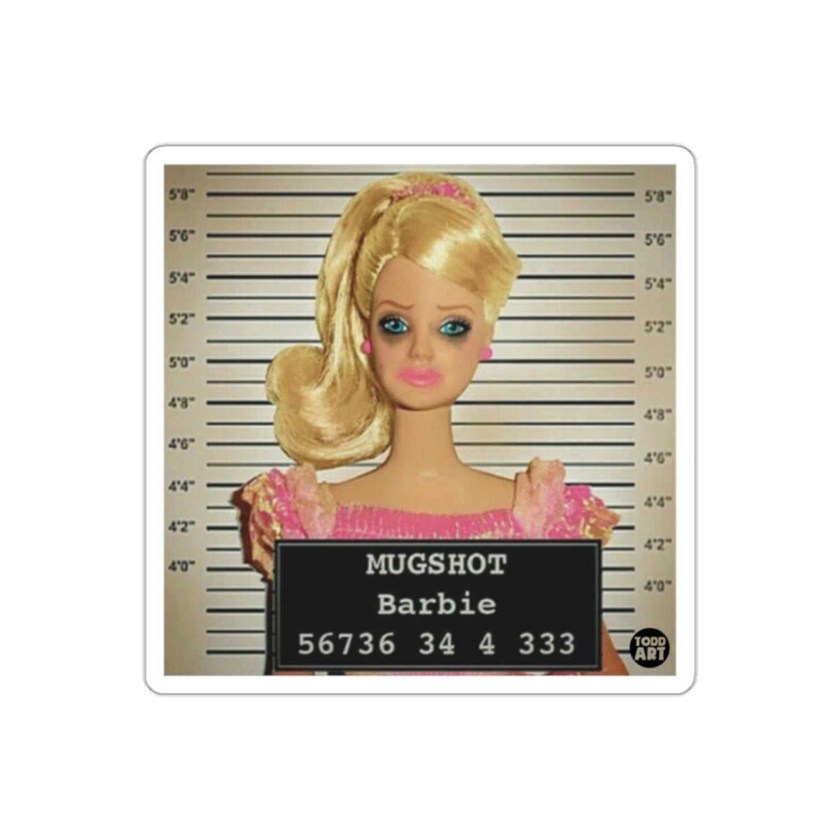 Barbie Mugshot Funny Artistic Dolls In Trouble sticker
