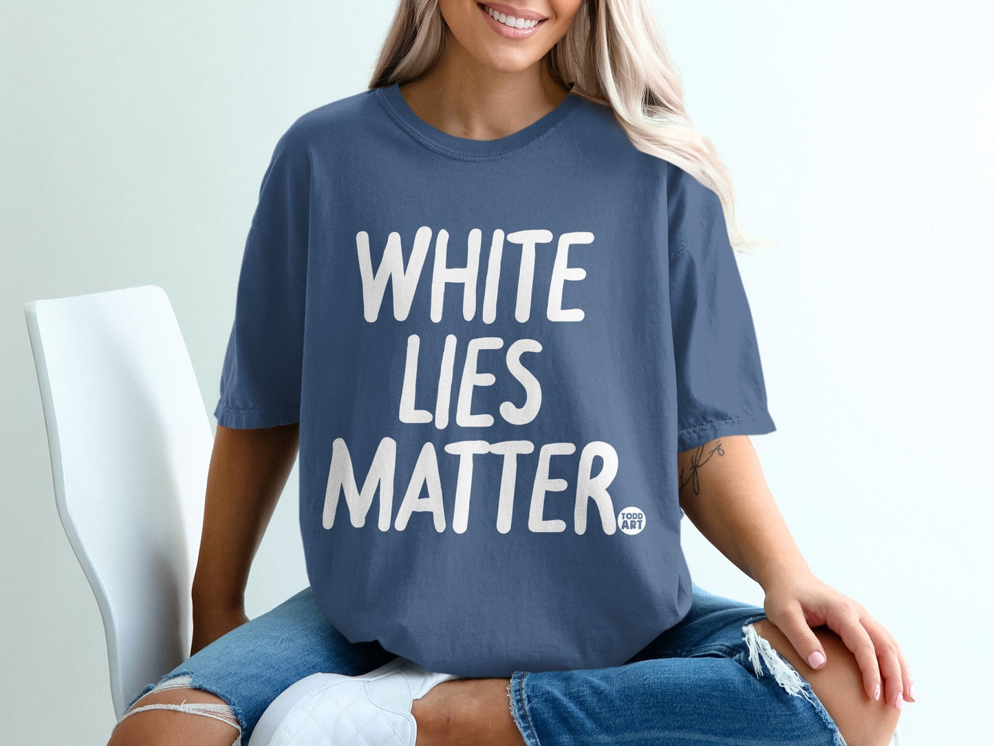 WHITE LIES MATTER Graphic Printed Casual T-Shirt