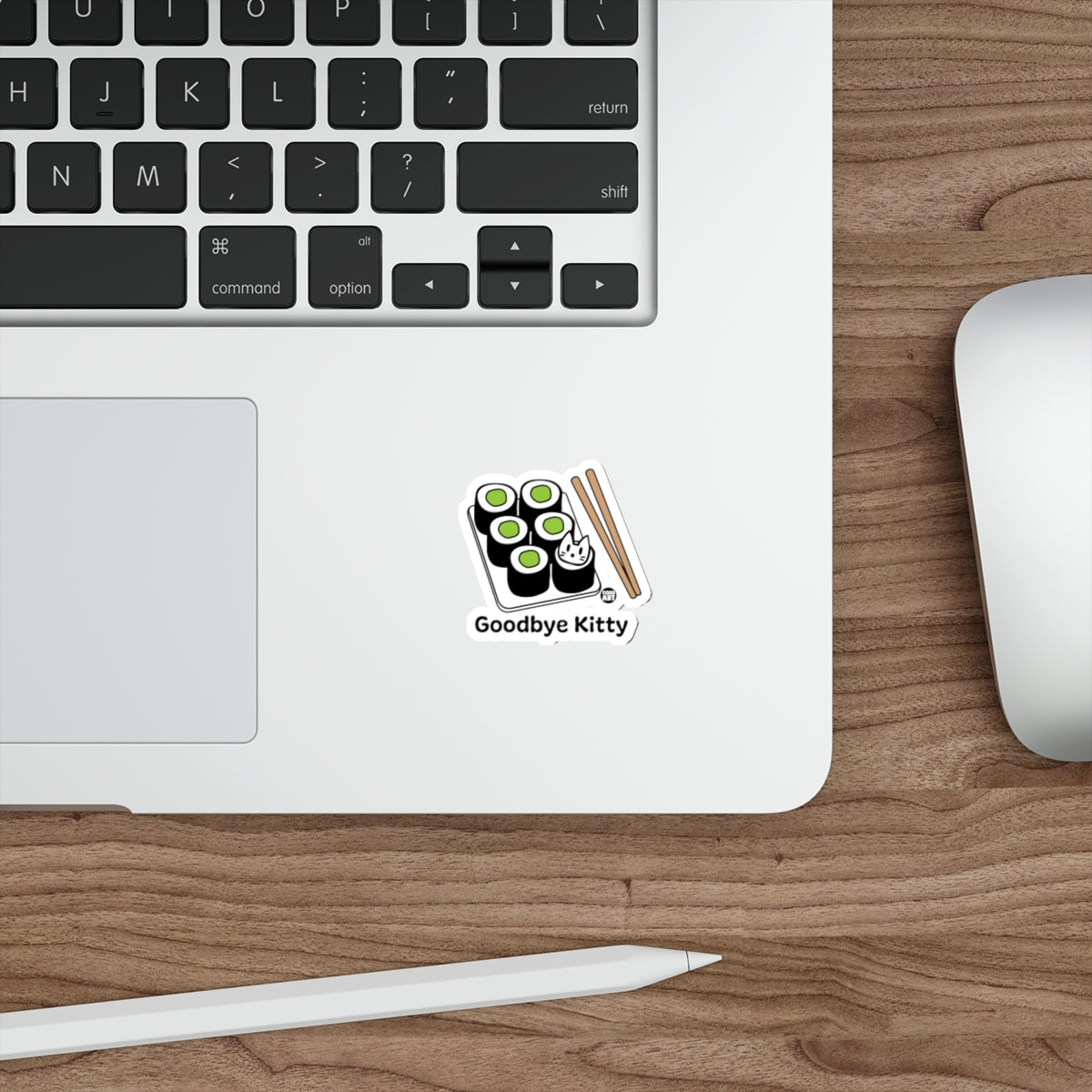 Goodbye Kitty Sushi Sticker with Chopsticks Illustration