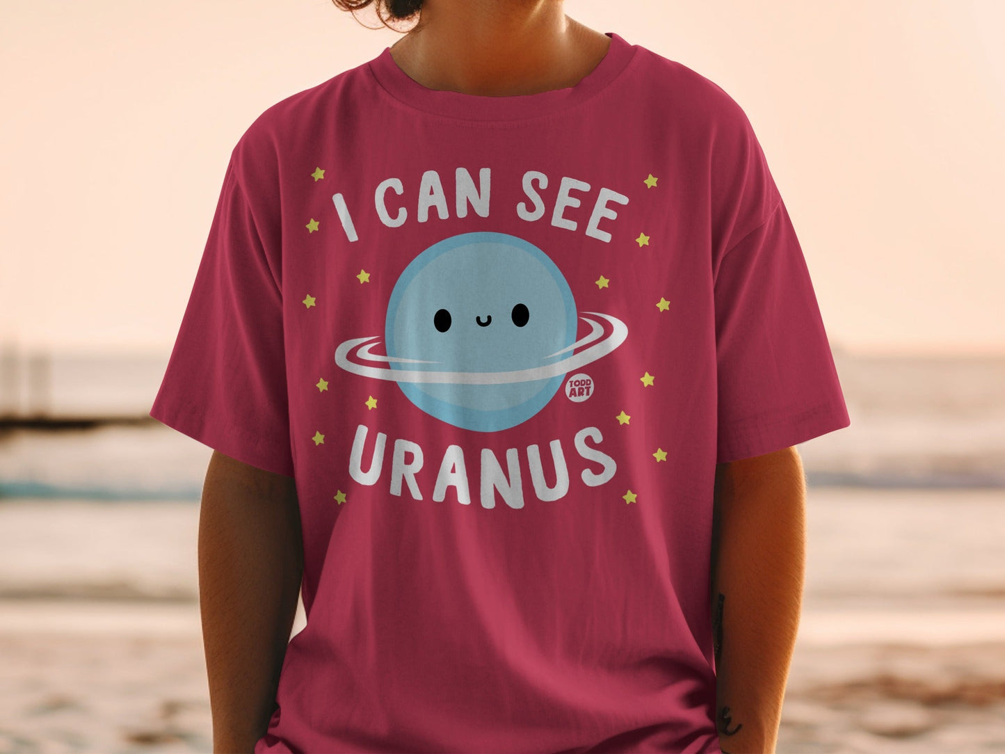 I Can See Uranus Cute Planet Graphic T-Shirt