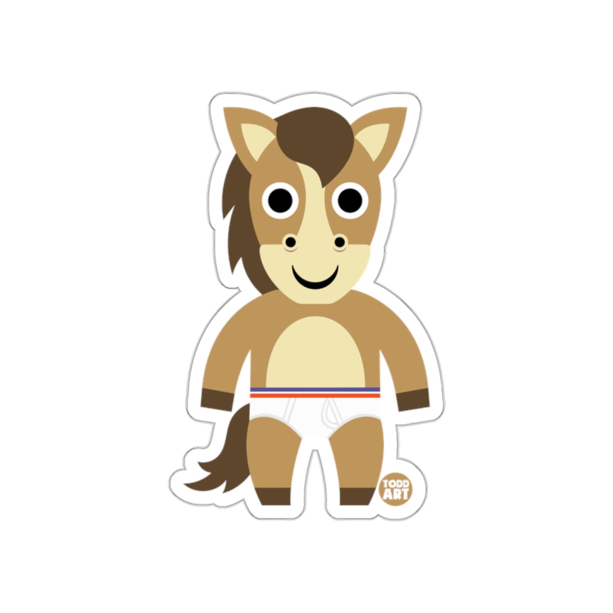 Funny Cartoon Horse Character Sticker for Kids Art Fun