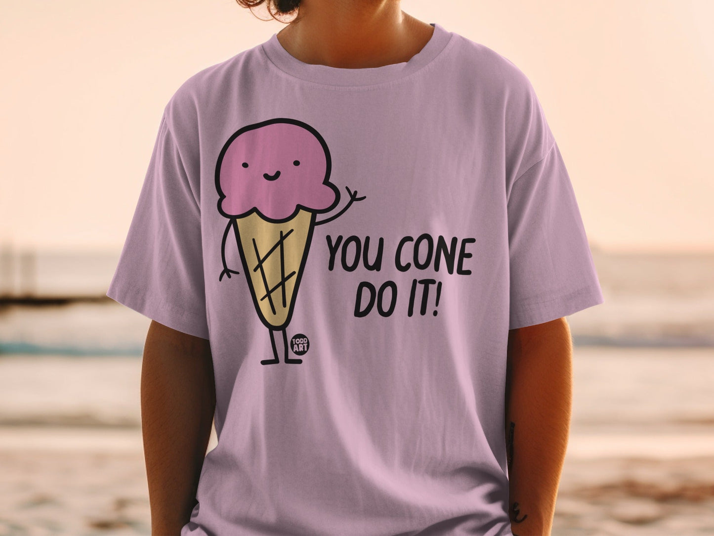 Cute Ice Cream Themed 'You Cone Do It' T-Shirt