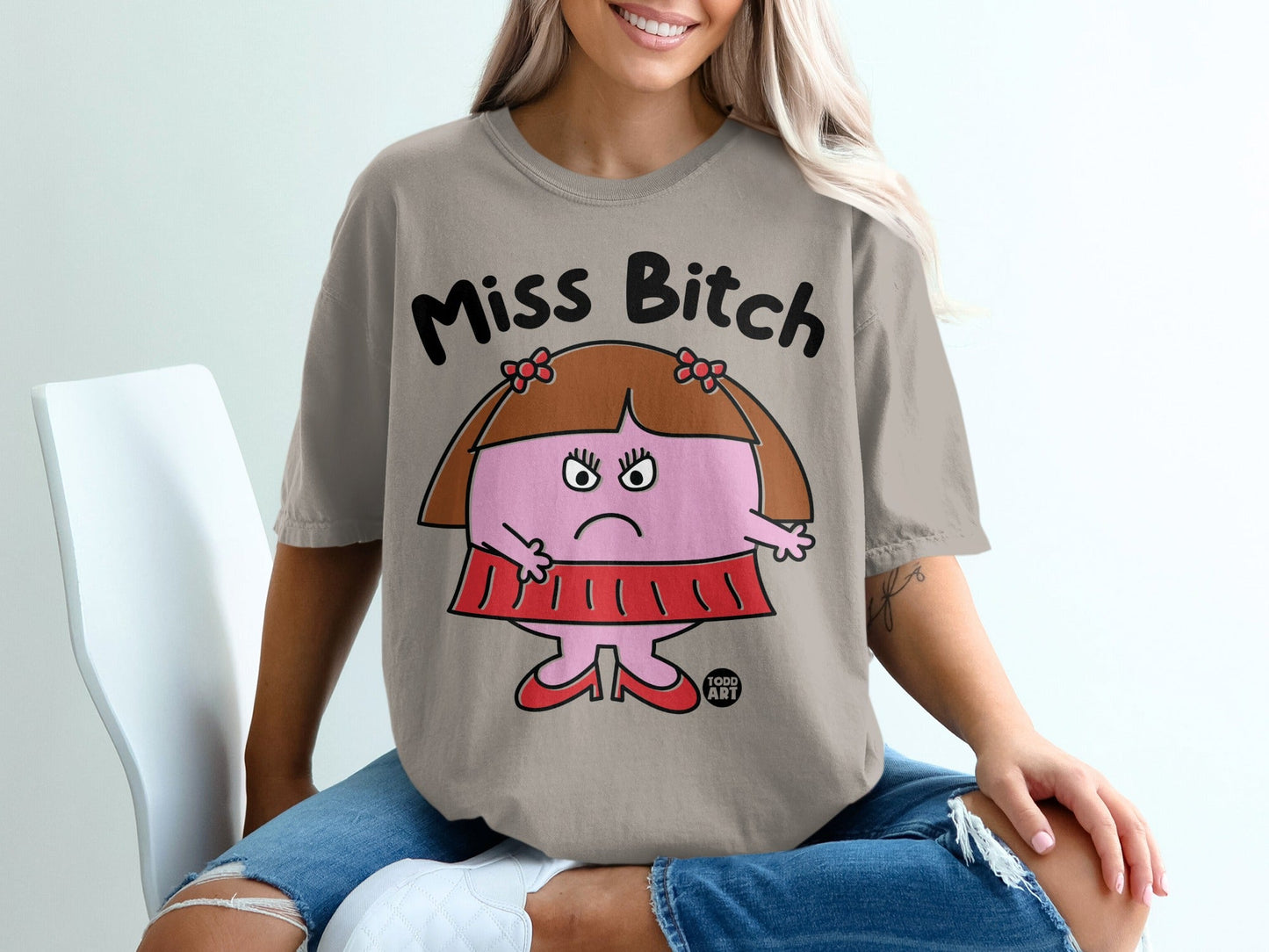 Miss Bitch Cartoon Character Graphic T-Shirt