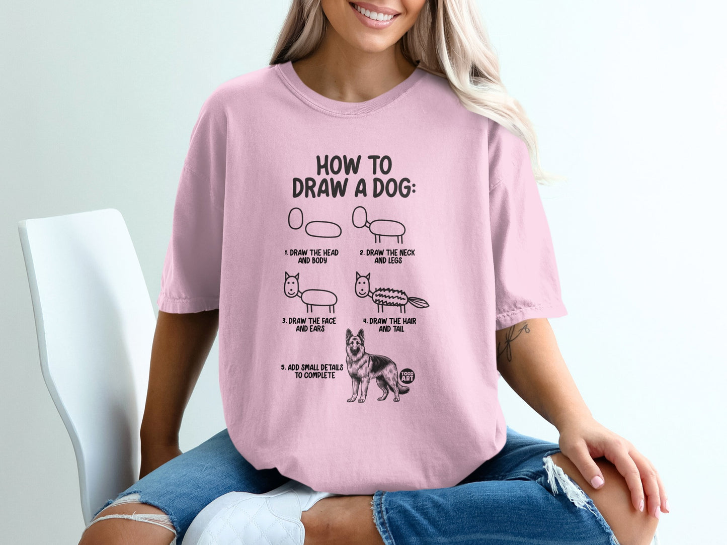 How to Draw a Dog Funny Step-by-Step Instructional T-Shirt